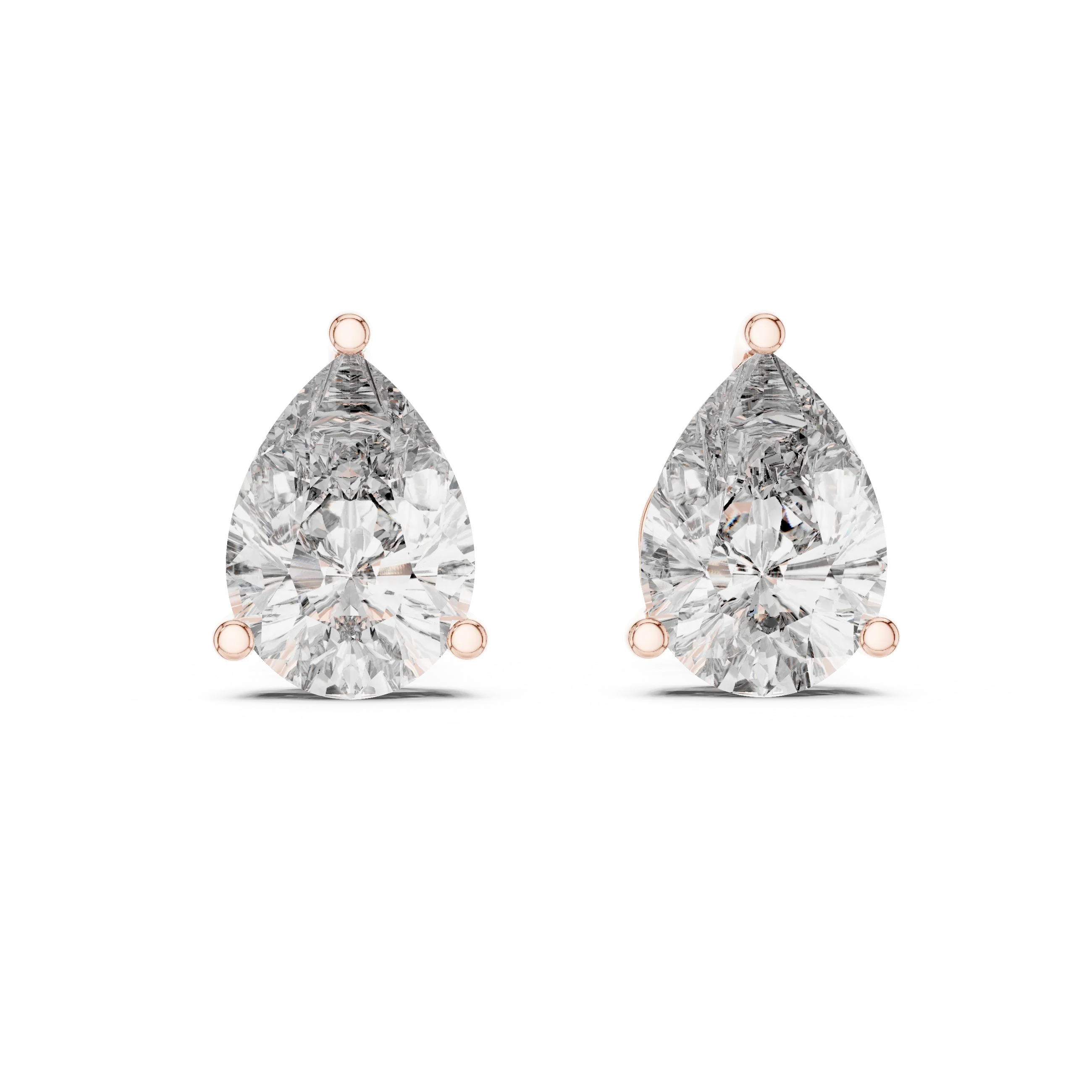 Elegant Teardrop Pear Solitaire Diamond Stud Earrings