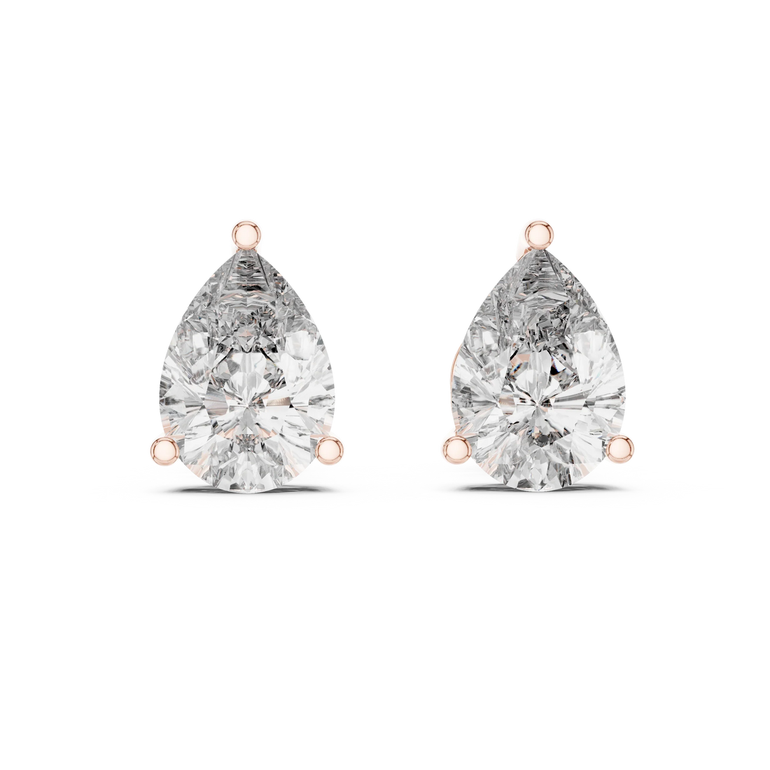 Elegant Teardrop Pear Solitaire Diamond Stud Earrings