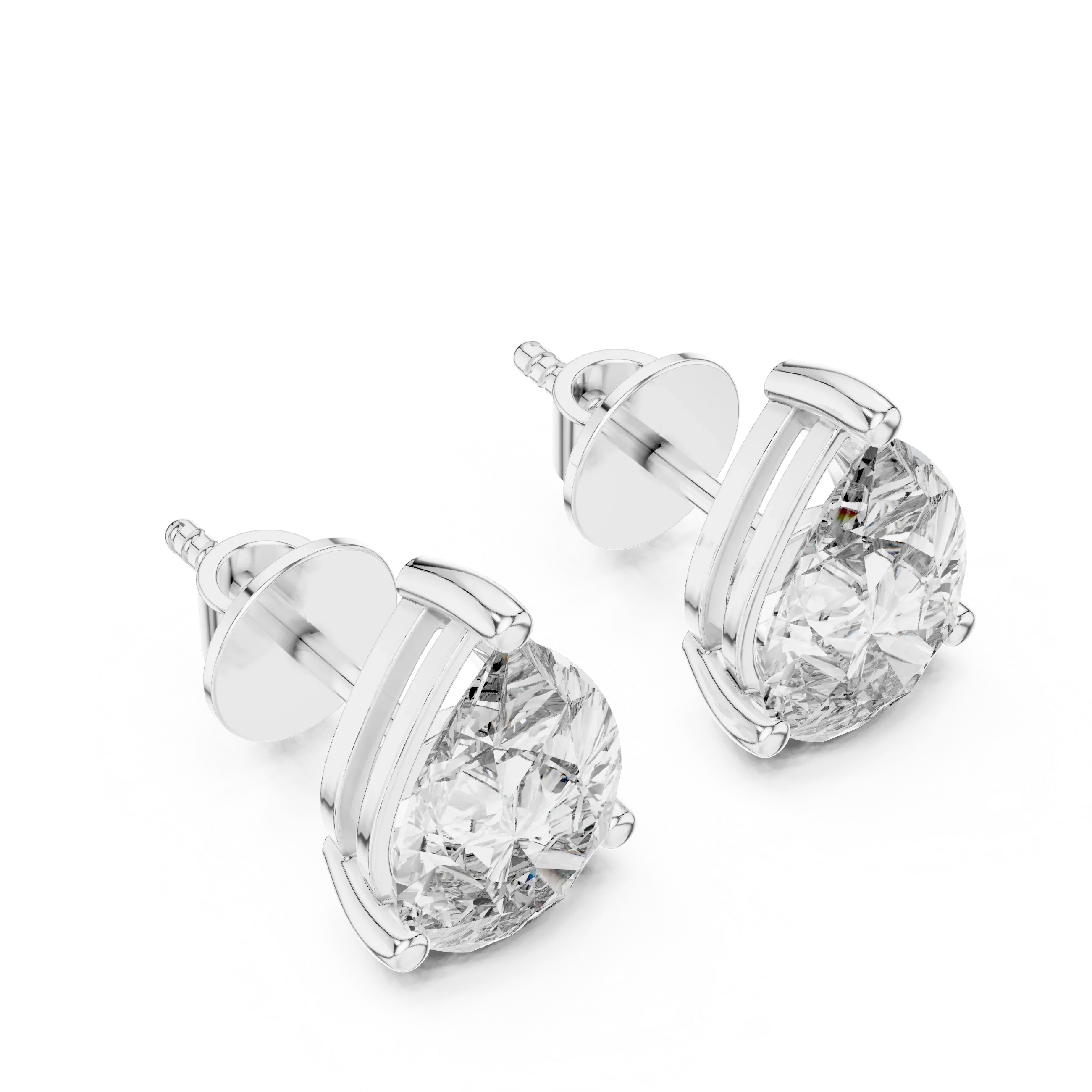 Elegant Teardrop Pear Solitaire Diamond Stud Earrings