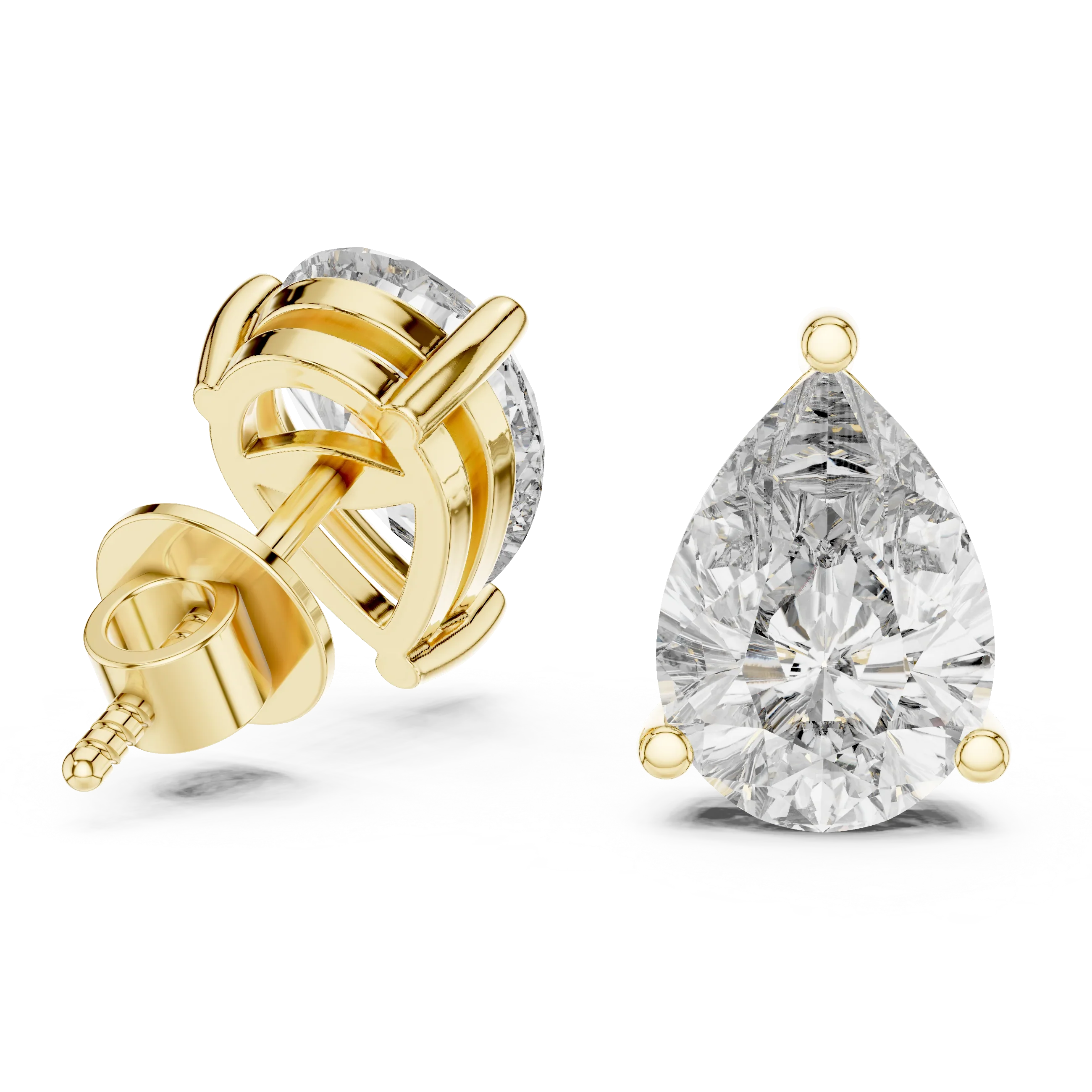 Elegant Teardrop Pear Solitaire Diamond Stud Earrings