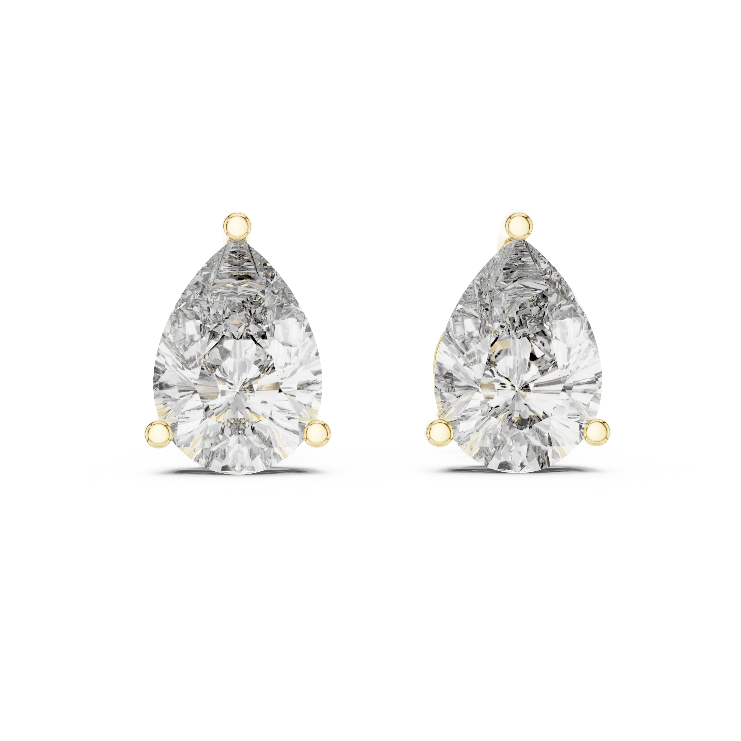 Elegant Teardrop Pear Solitaire Diamond Stud Earrings