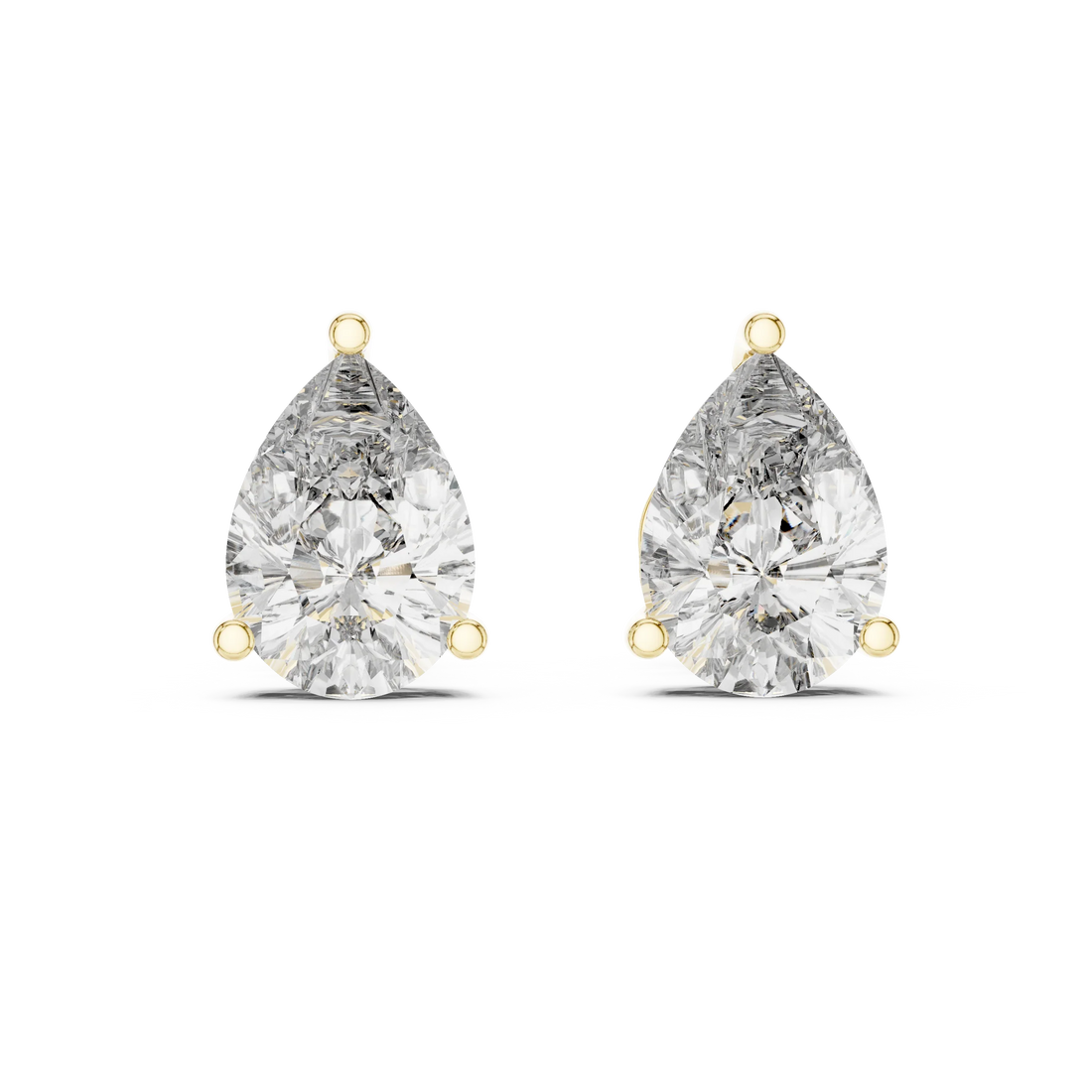 Elegant Teardrop Pear Solitaire Diamond Stud Earrings