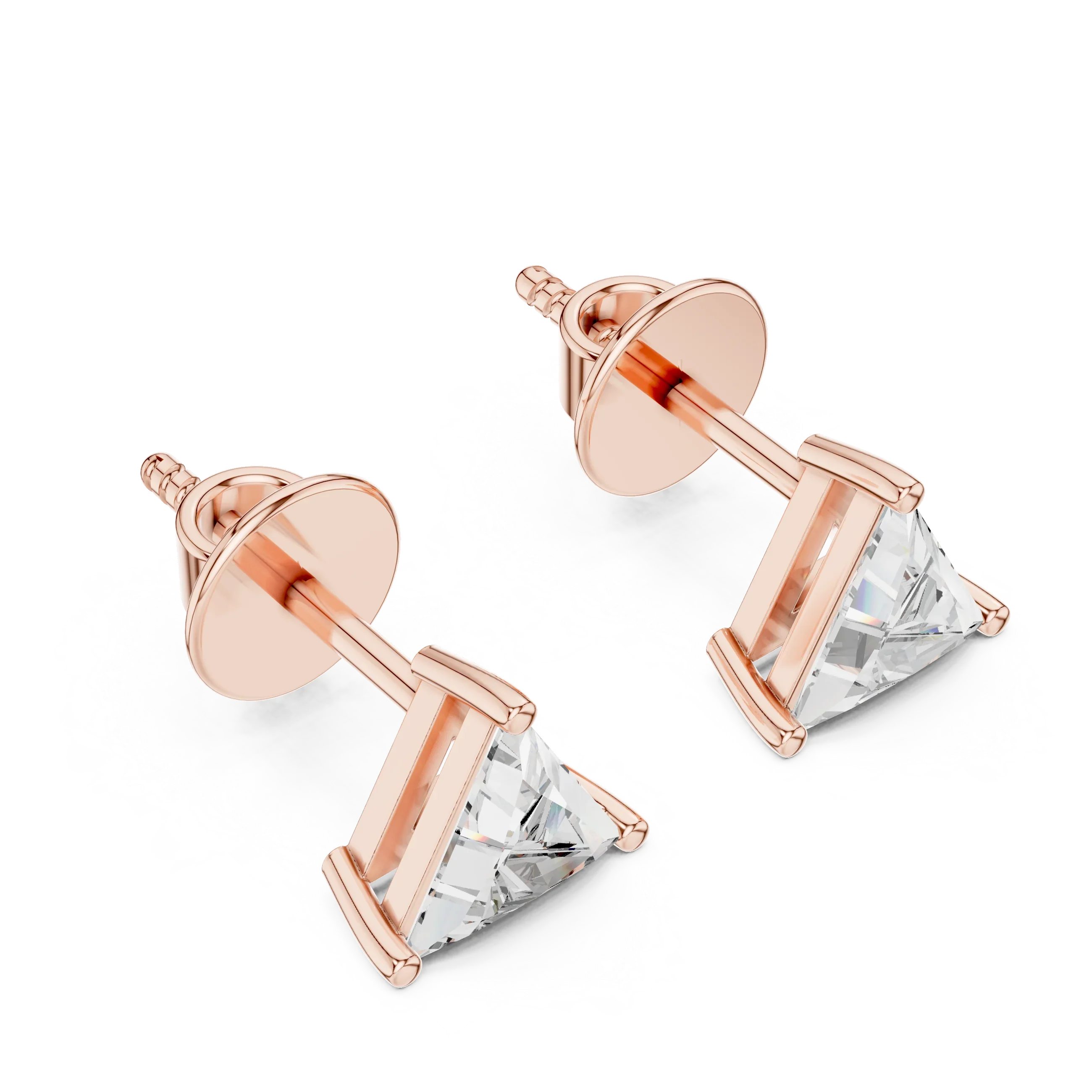 Trinity Spark Trillion Solitaire Diamond Stud Earrings