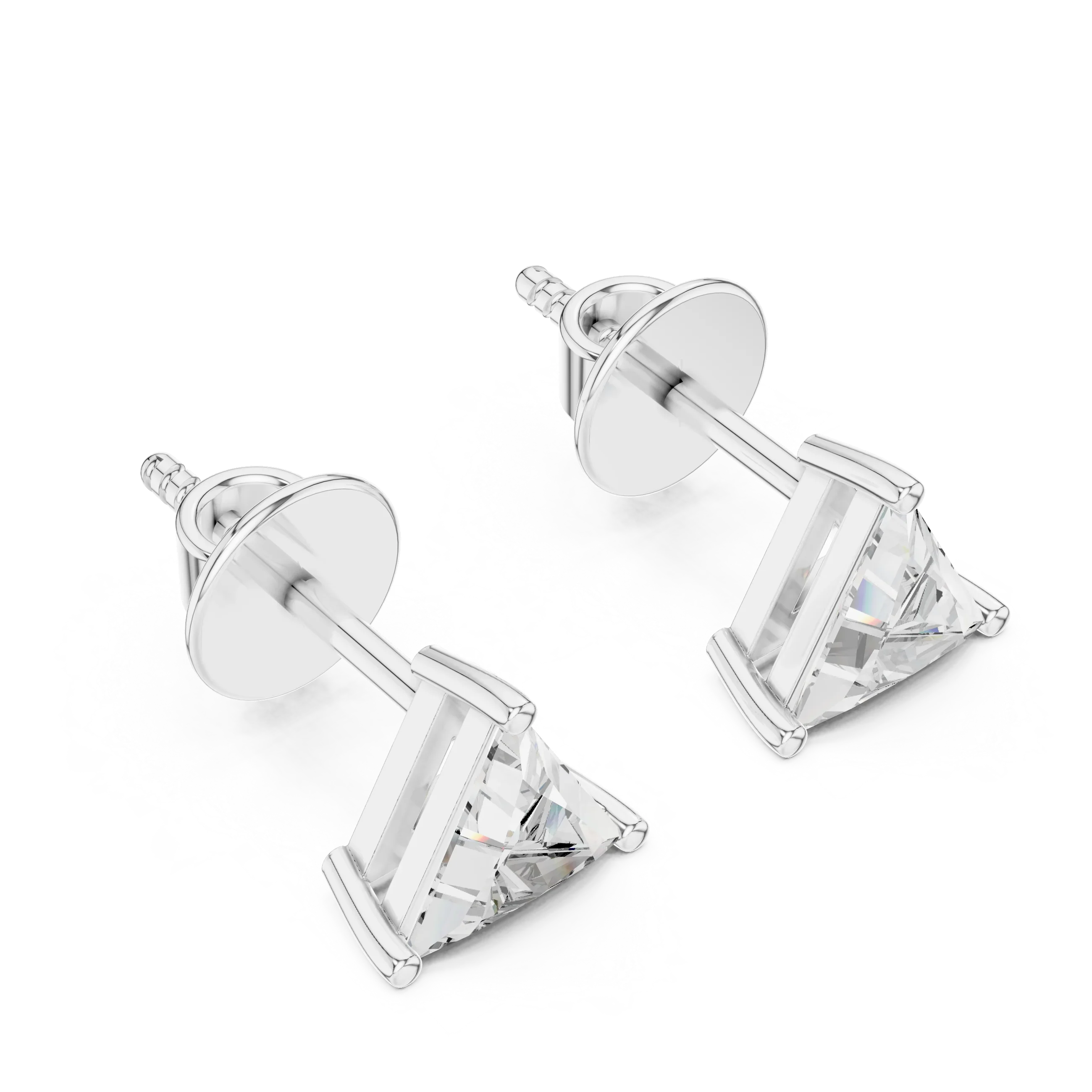 Trinity Spark Trillion Solitaire Diamond Stud Earrings