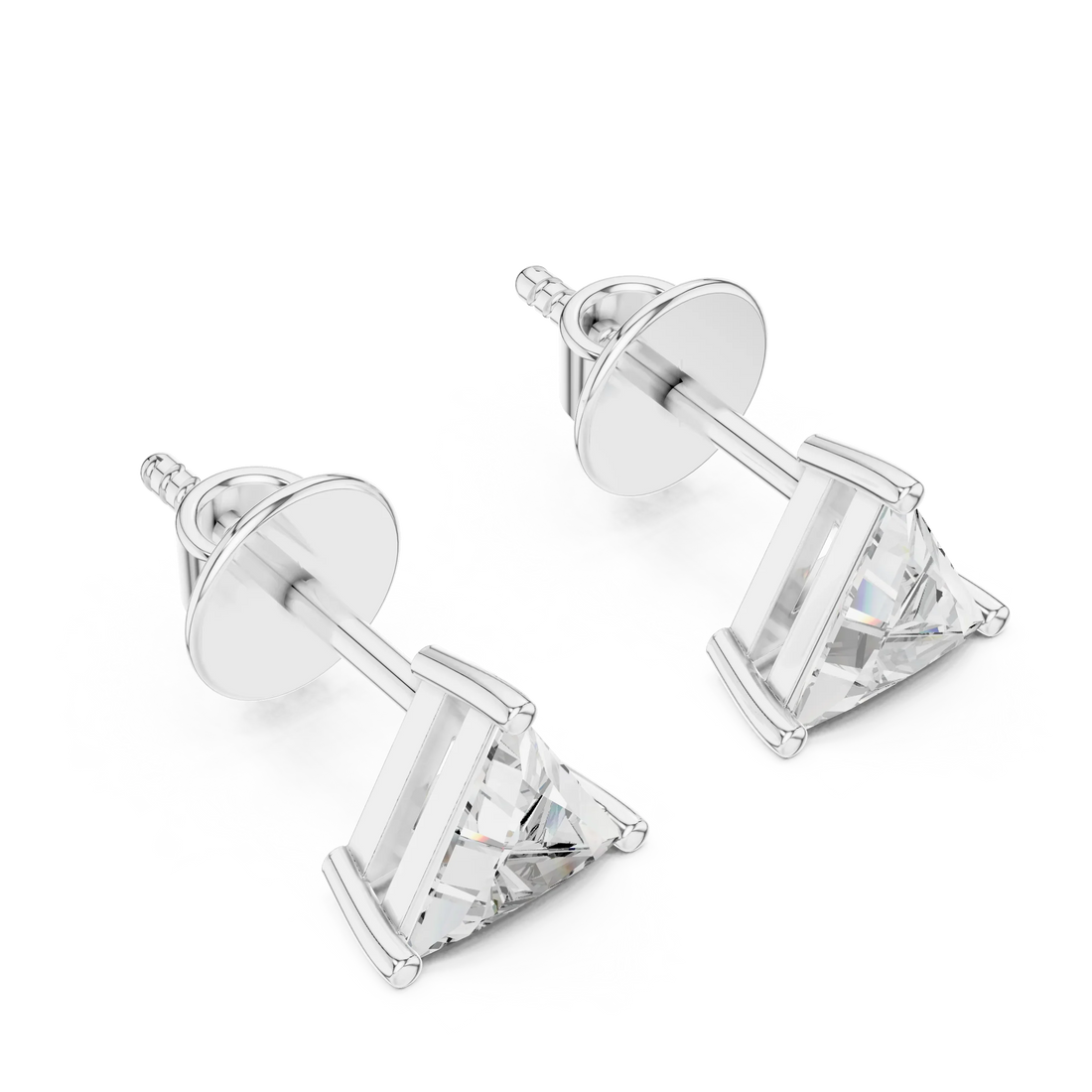 Trinity Spark Trillion Solitaire Diamond Stud Earrings
