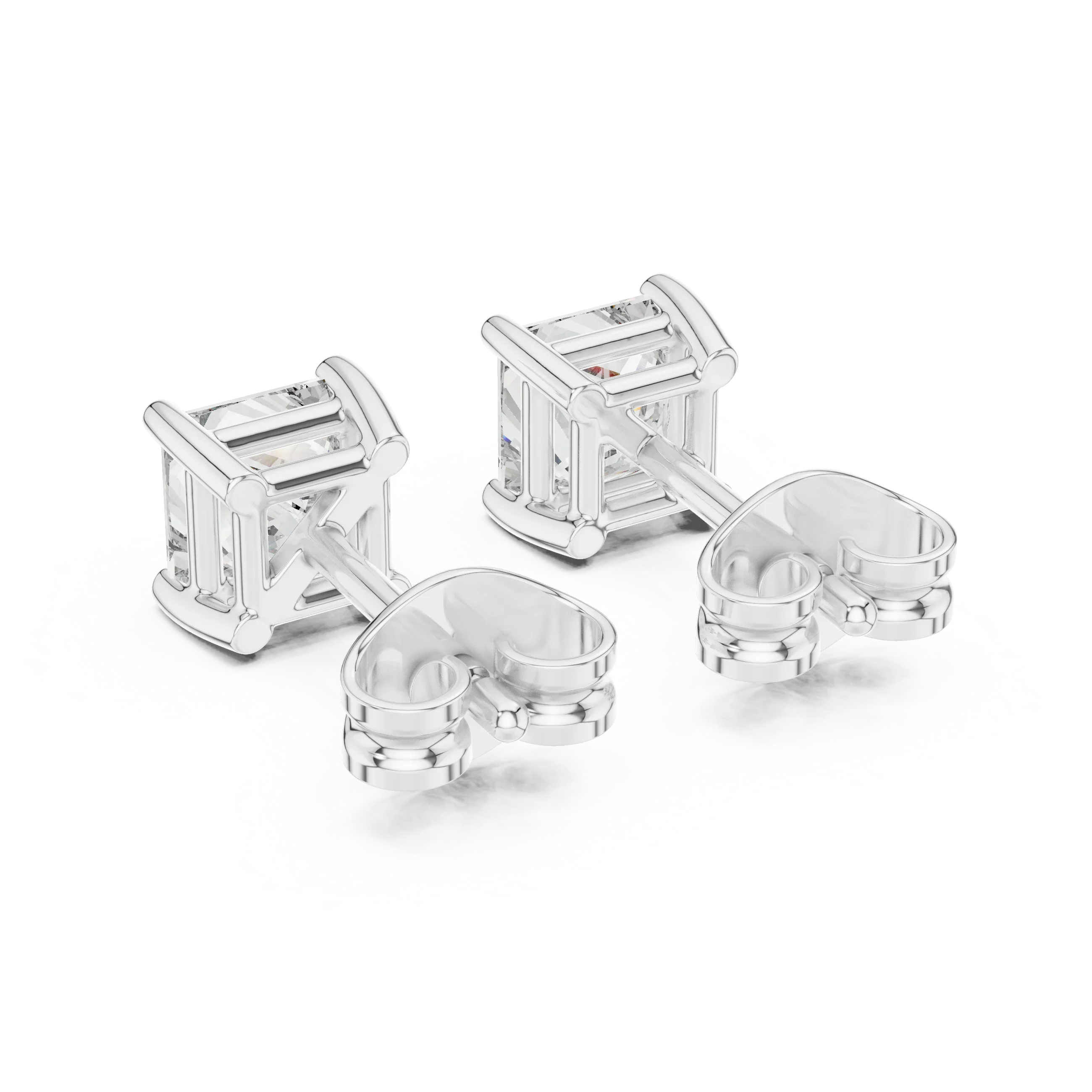 Classic Princess Solitaire Diamond Stud Earrings