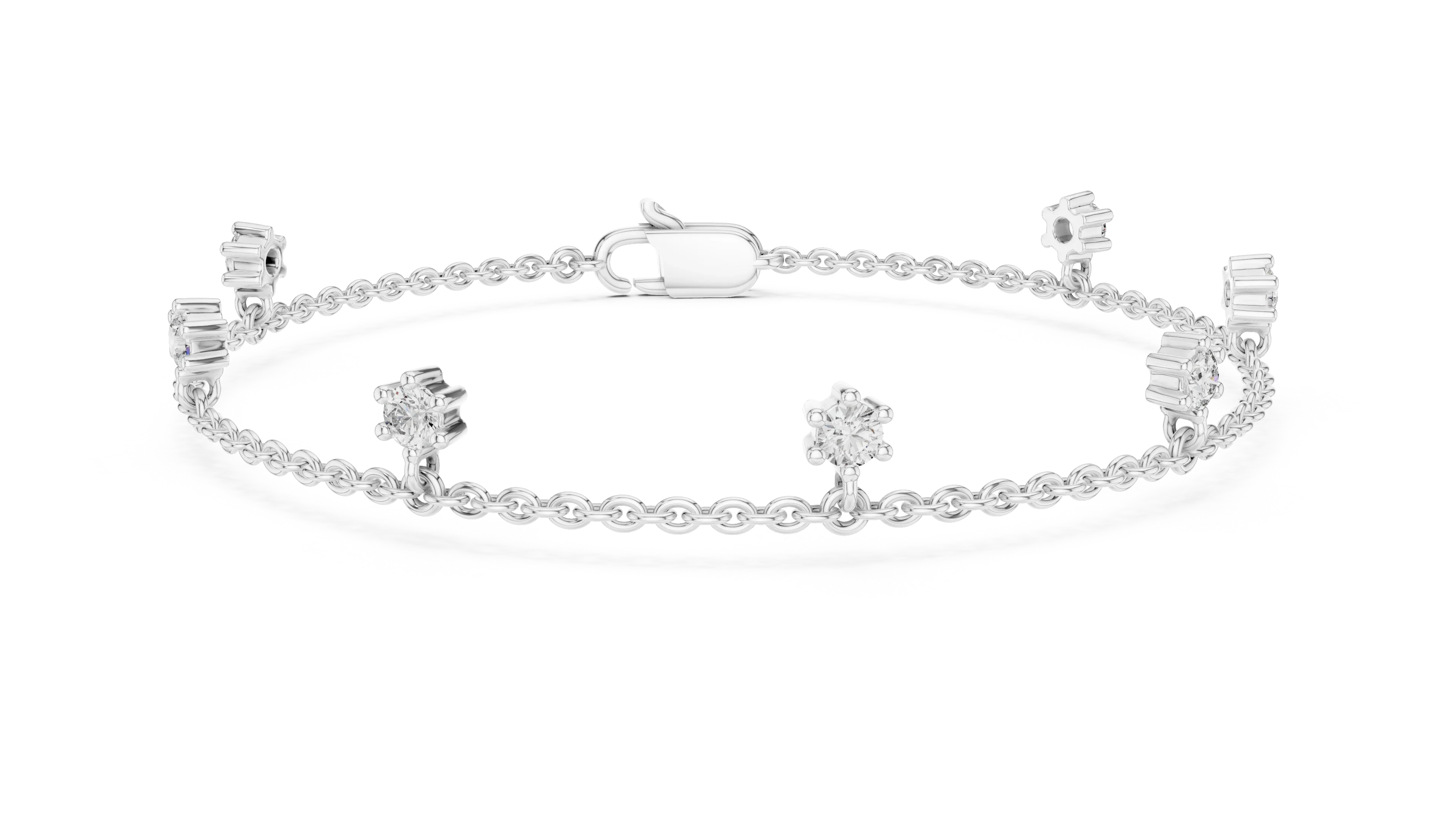 Celeste Station Diamond Chain Bracelet