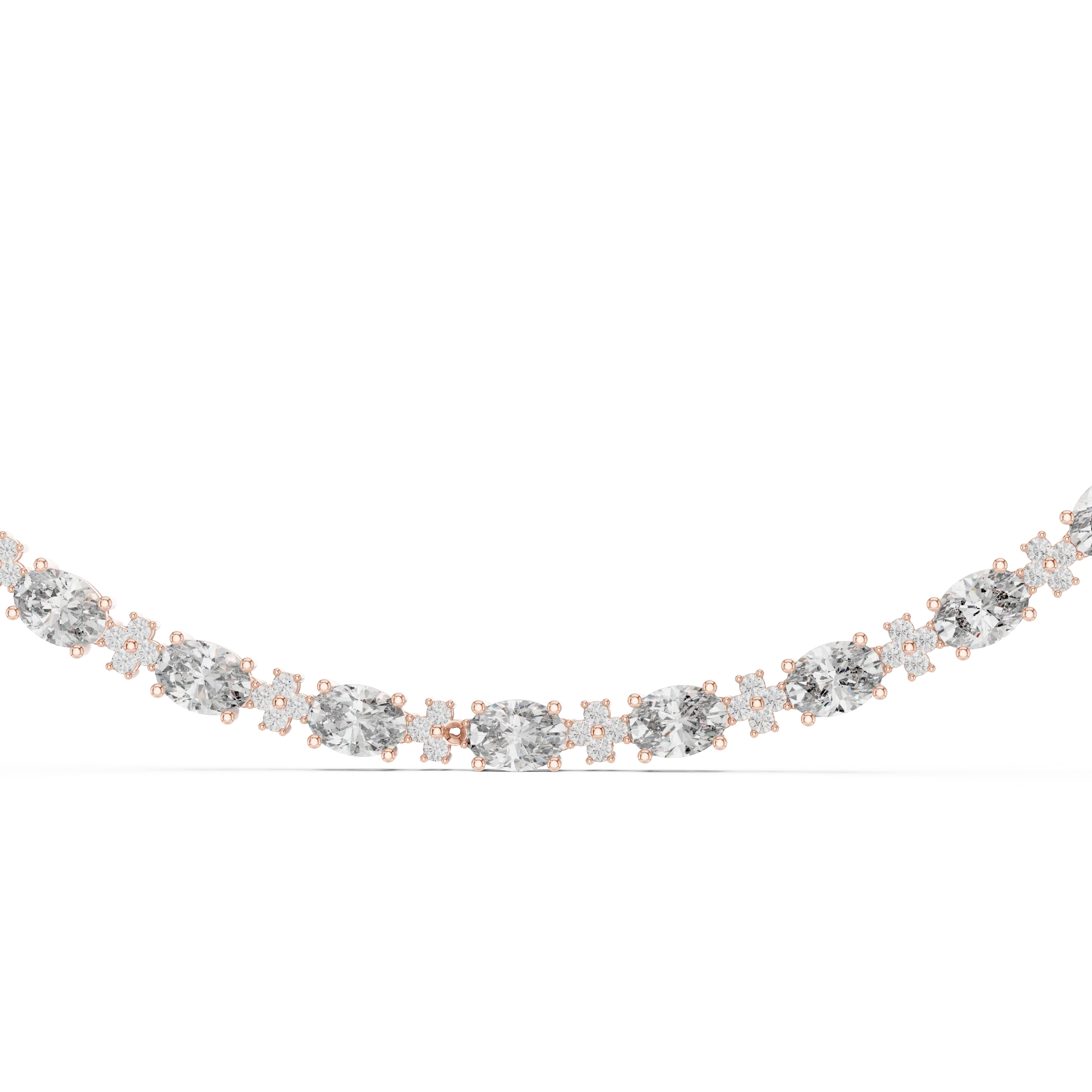 Oval Diamond Tennis Necklace