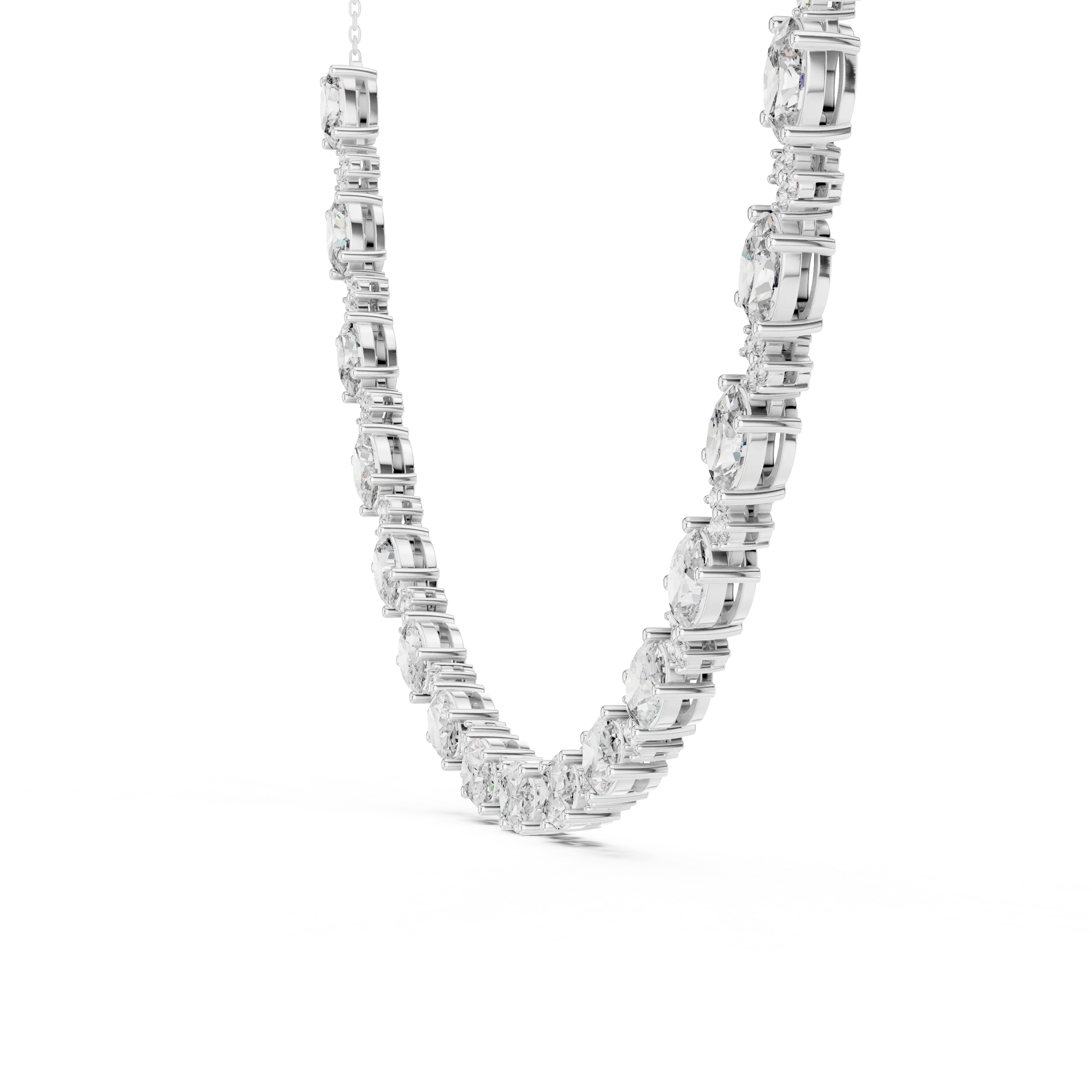 Oval Diamond Tennis Necklace