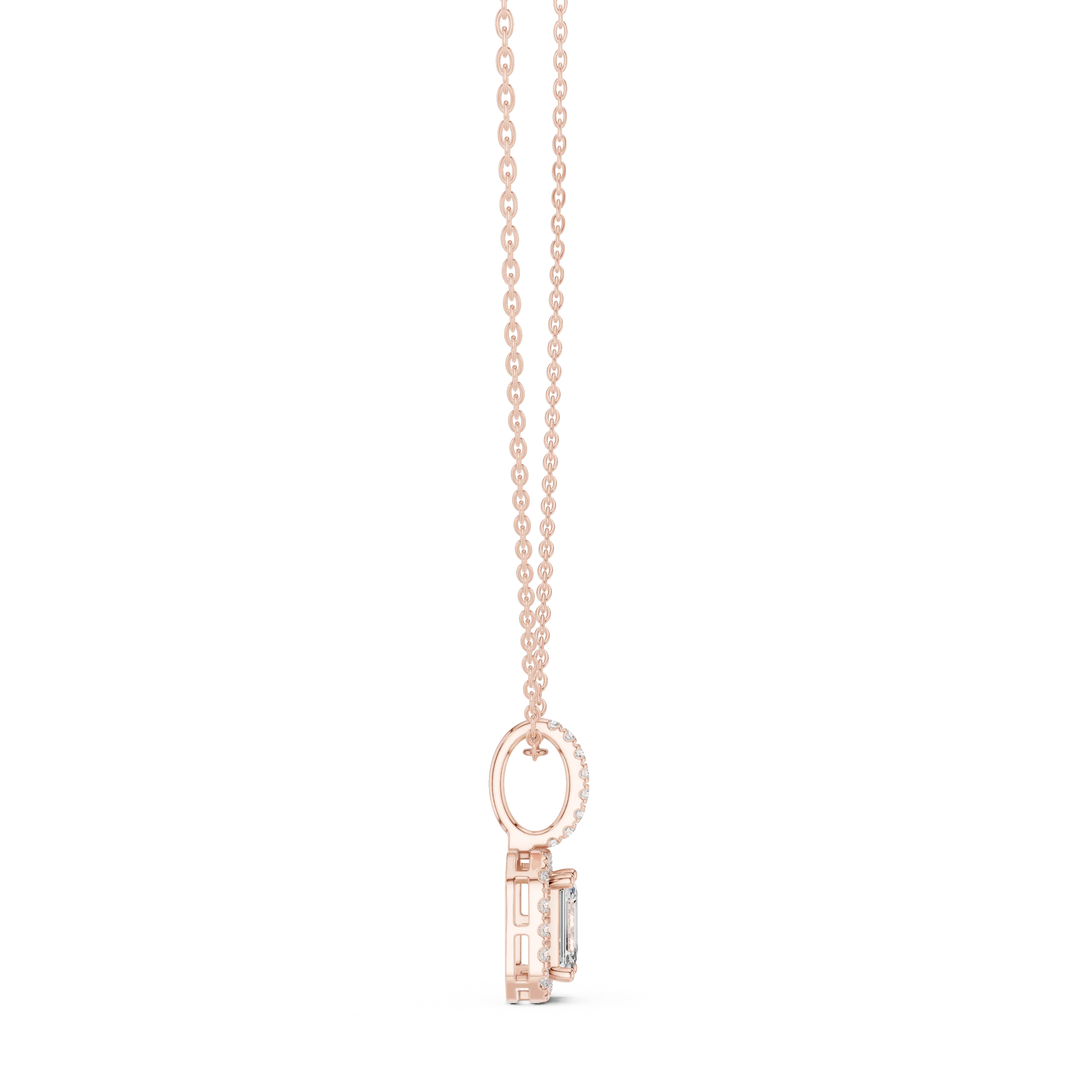 Radiant Halo Emerald Diamond Pendant