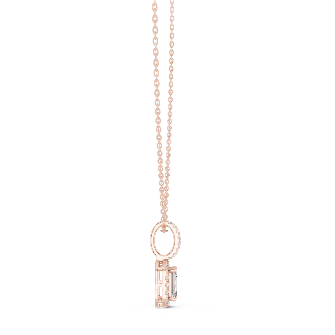 Radiant Halo Emerald Diamond Pendant