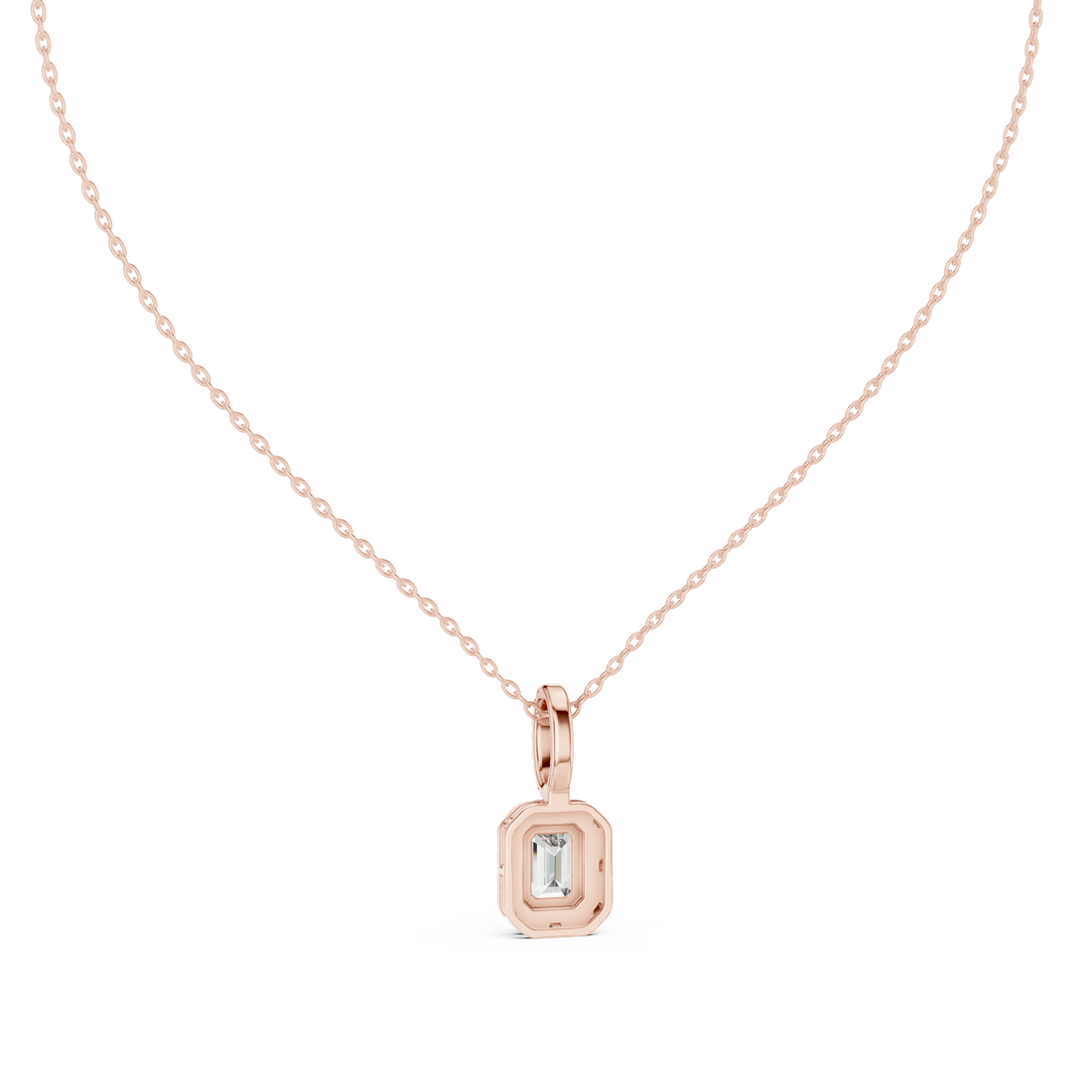 Radiant Halo Emerald Diamond Pendant
