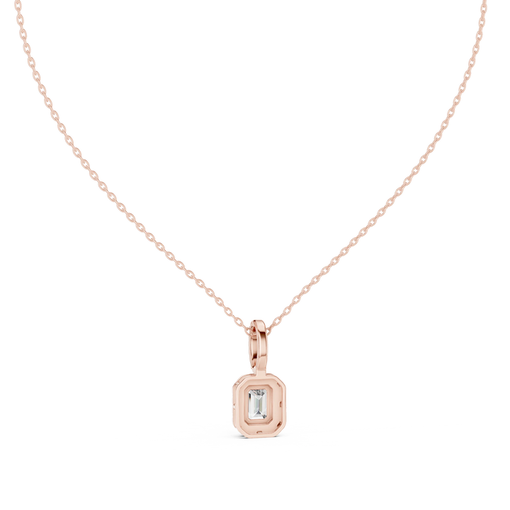 Radiant Halo Emerald Diamond Pendant