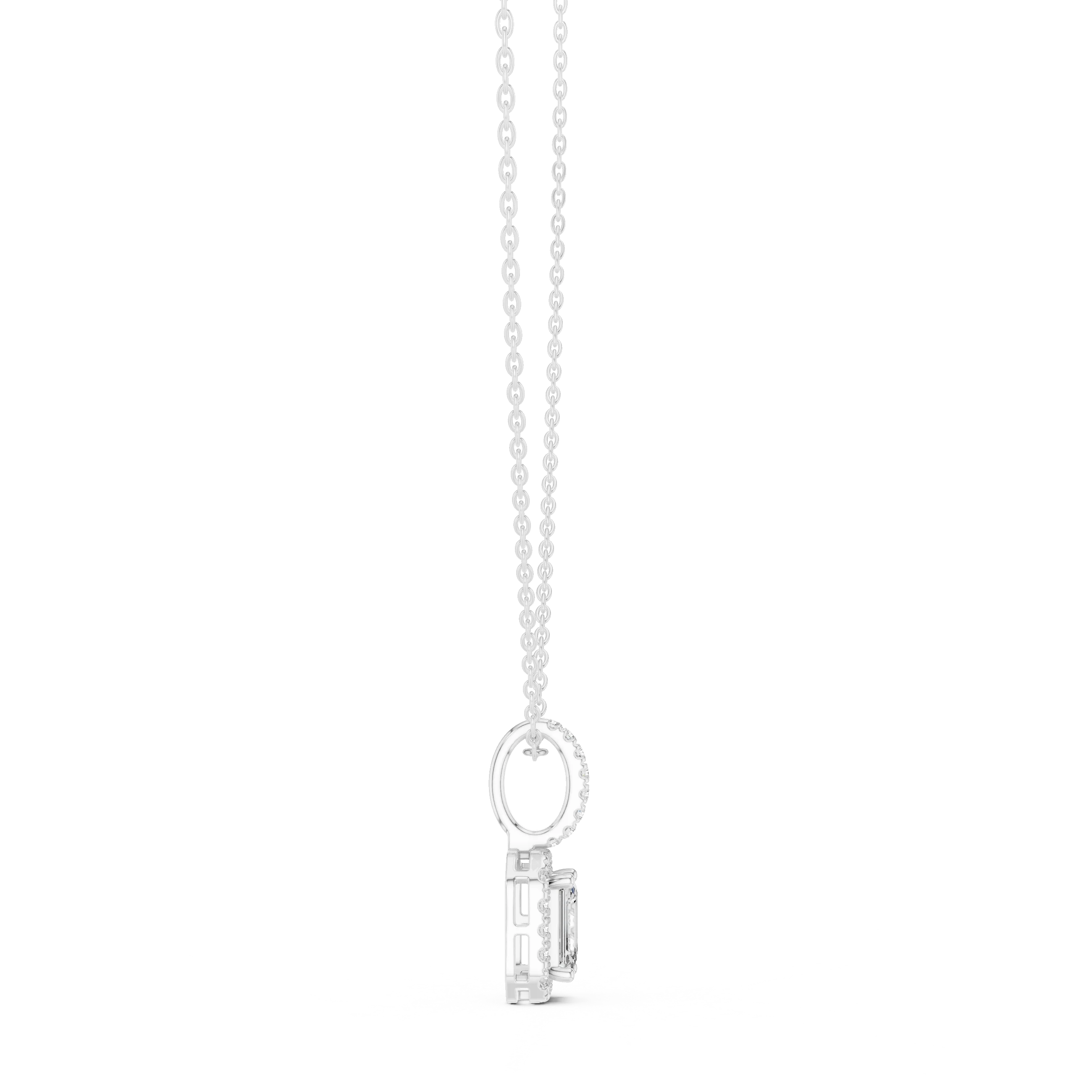 Radiant Halo Emerald Diamond Pendant