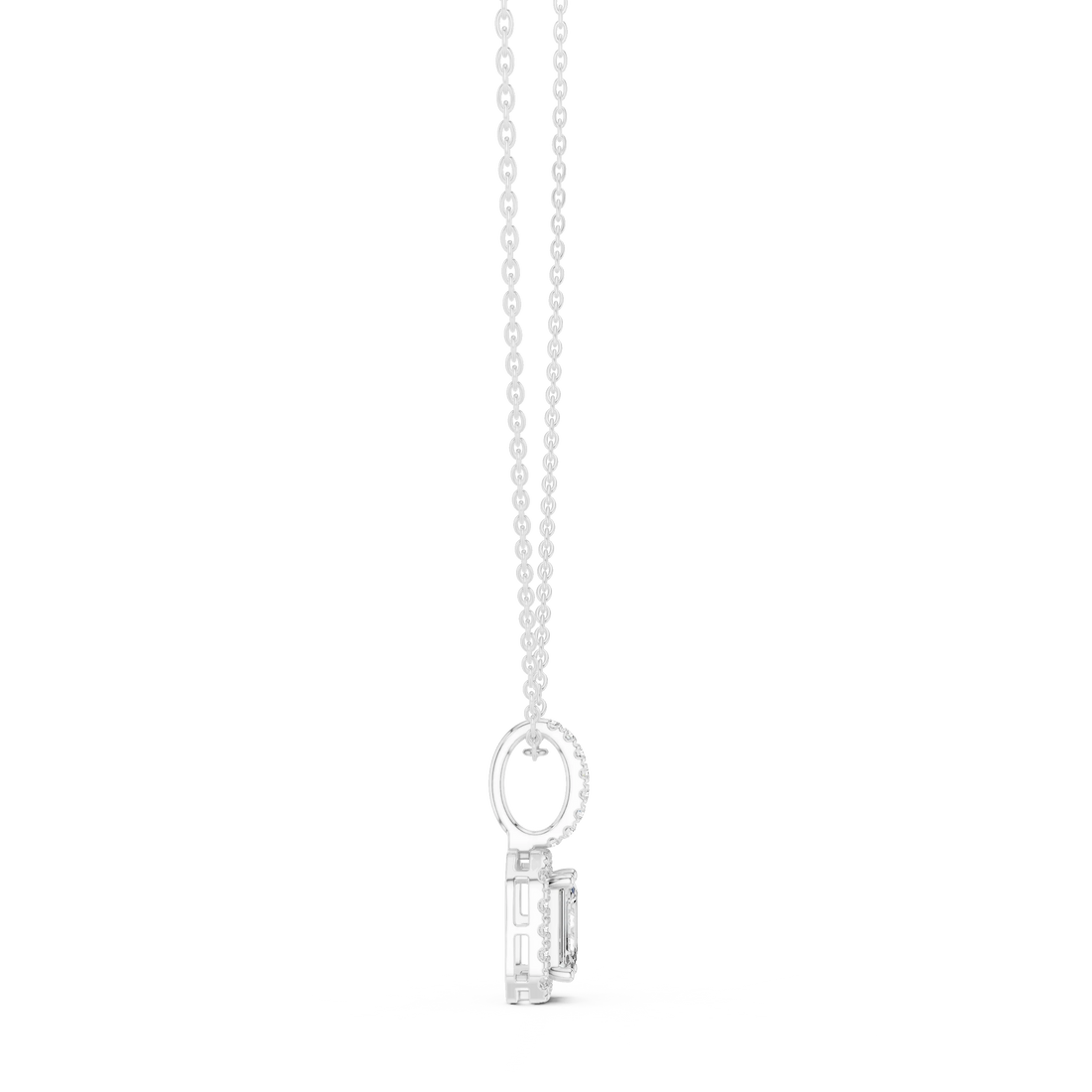 Radiant Halo Emerald Diamond Pendant