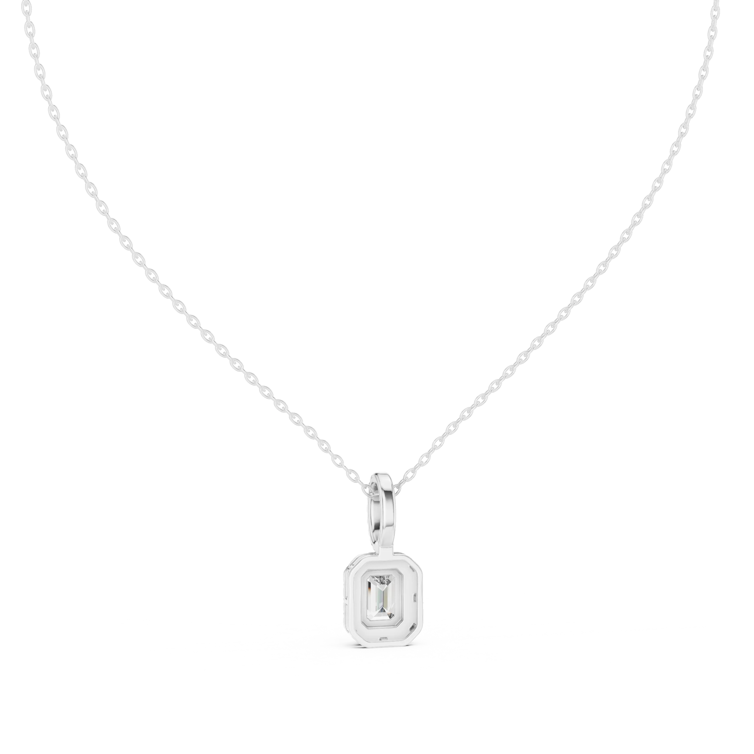 Radiant Halo Emerald Diamond Pendant