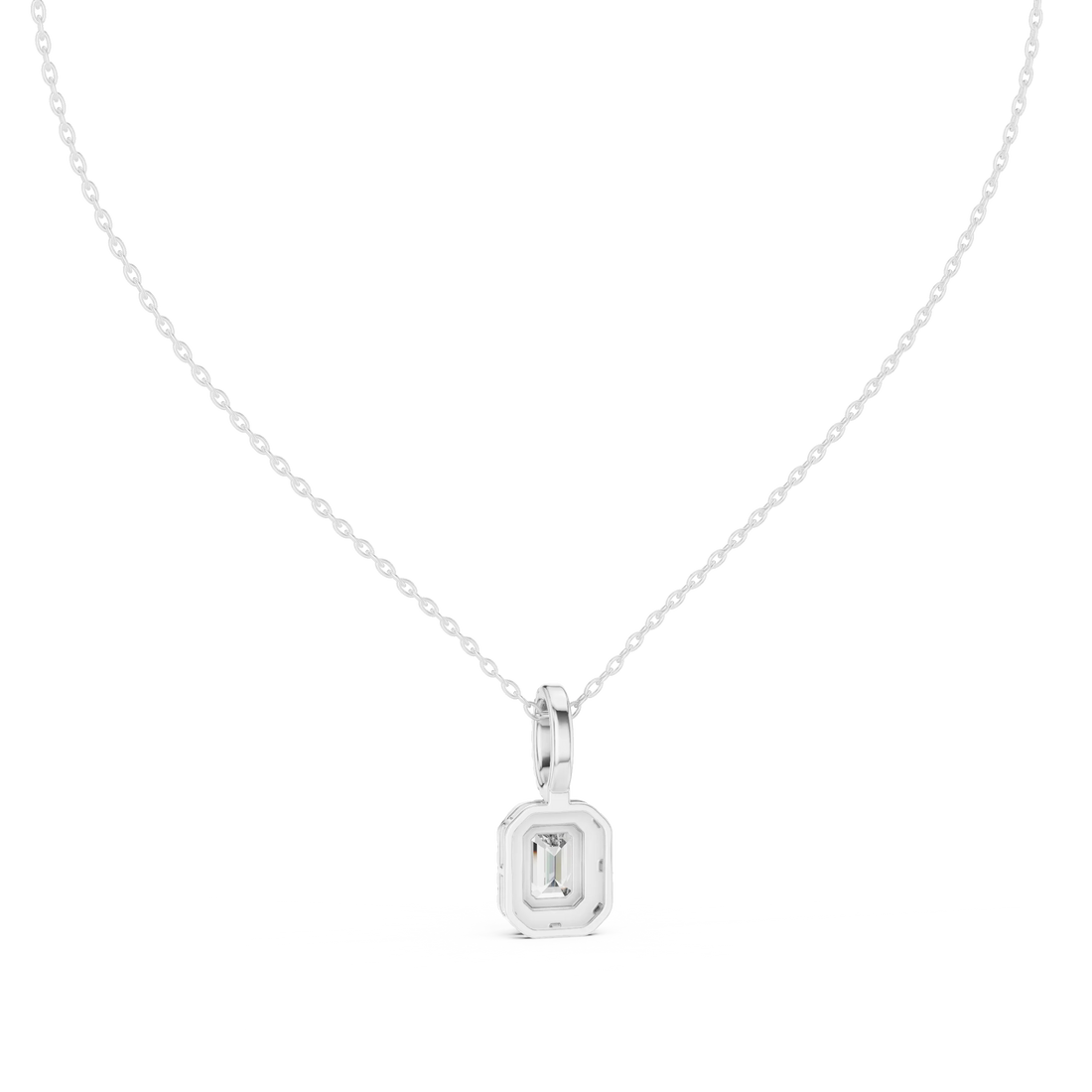 Radiant Halo Emerald Diamond Pendant