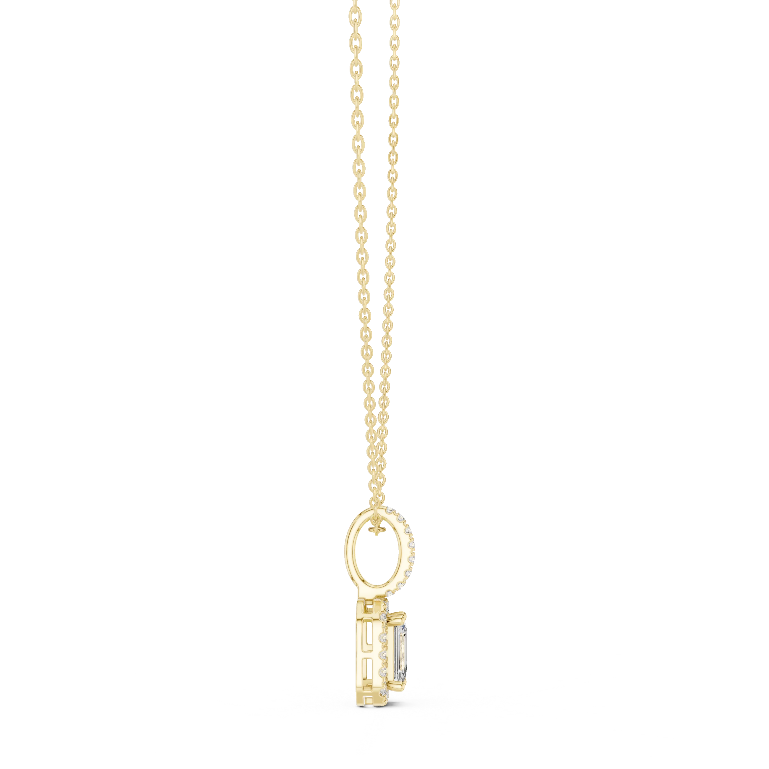 Radiant Halo Emerald Diamond Pendant