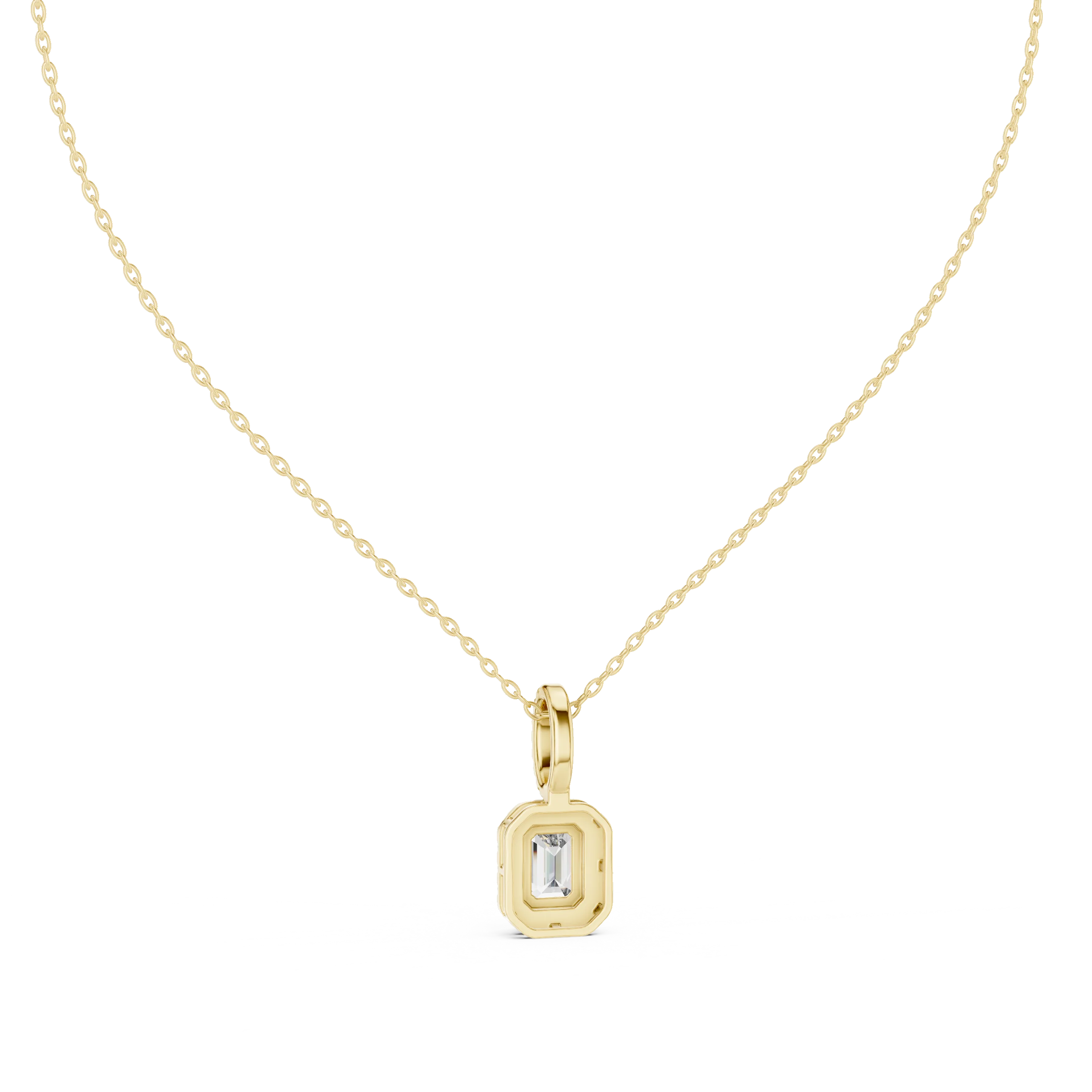 Radiant Halo Emerald Diamond Pendant