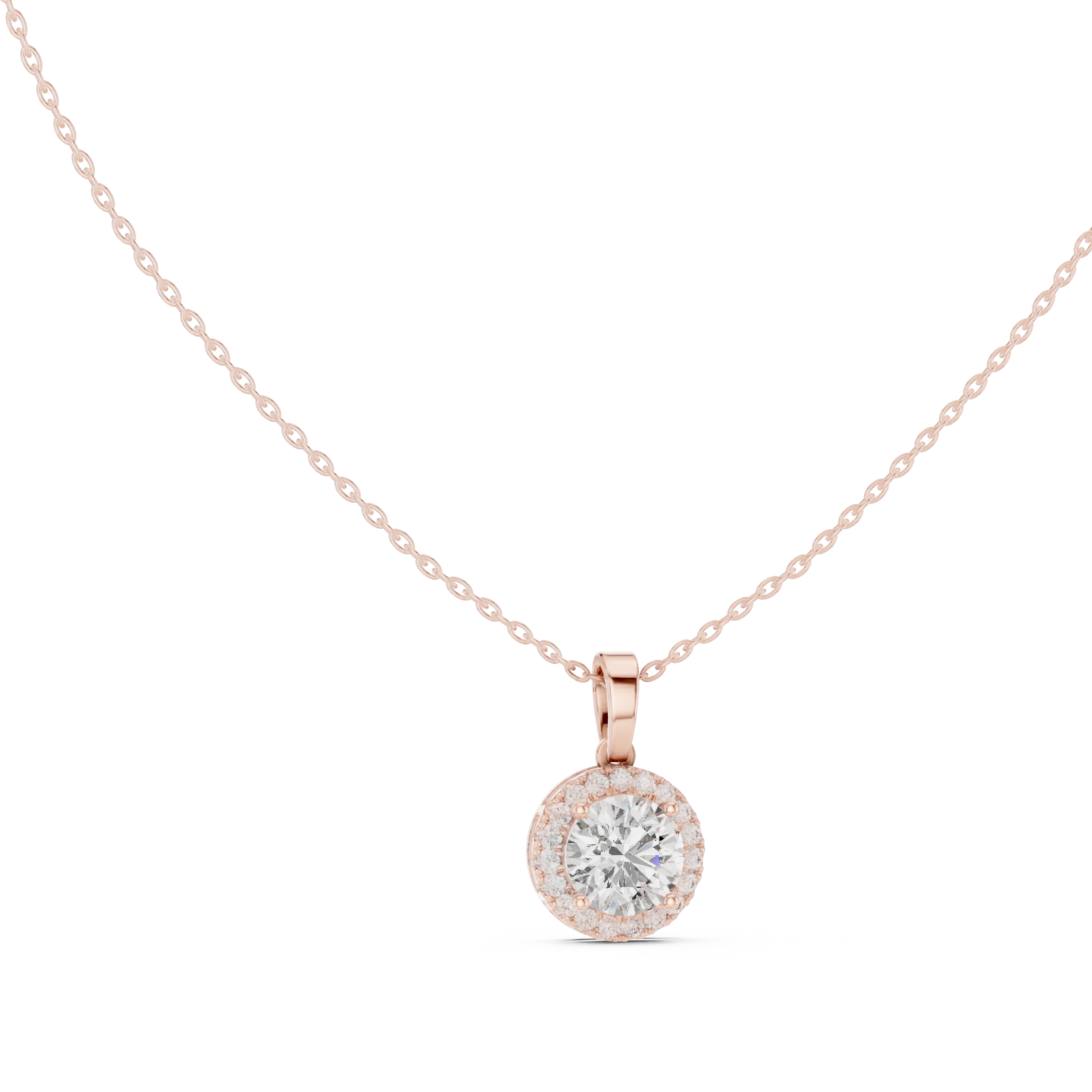 Radiant Halo Round Diamond Pendant