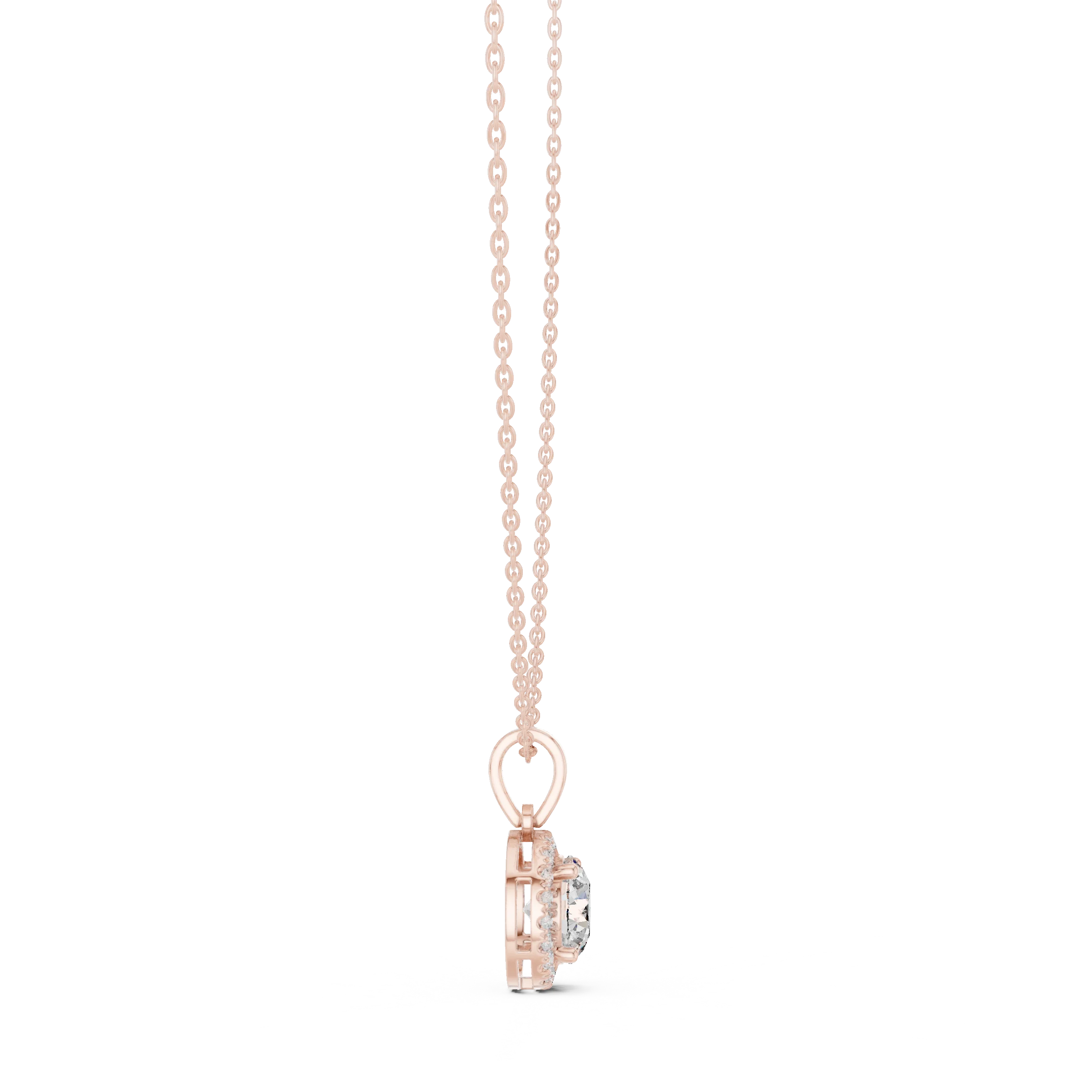 Radiant Halo Round Diamond Pendant