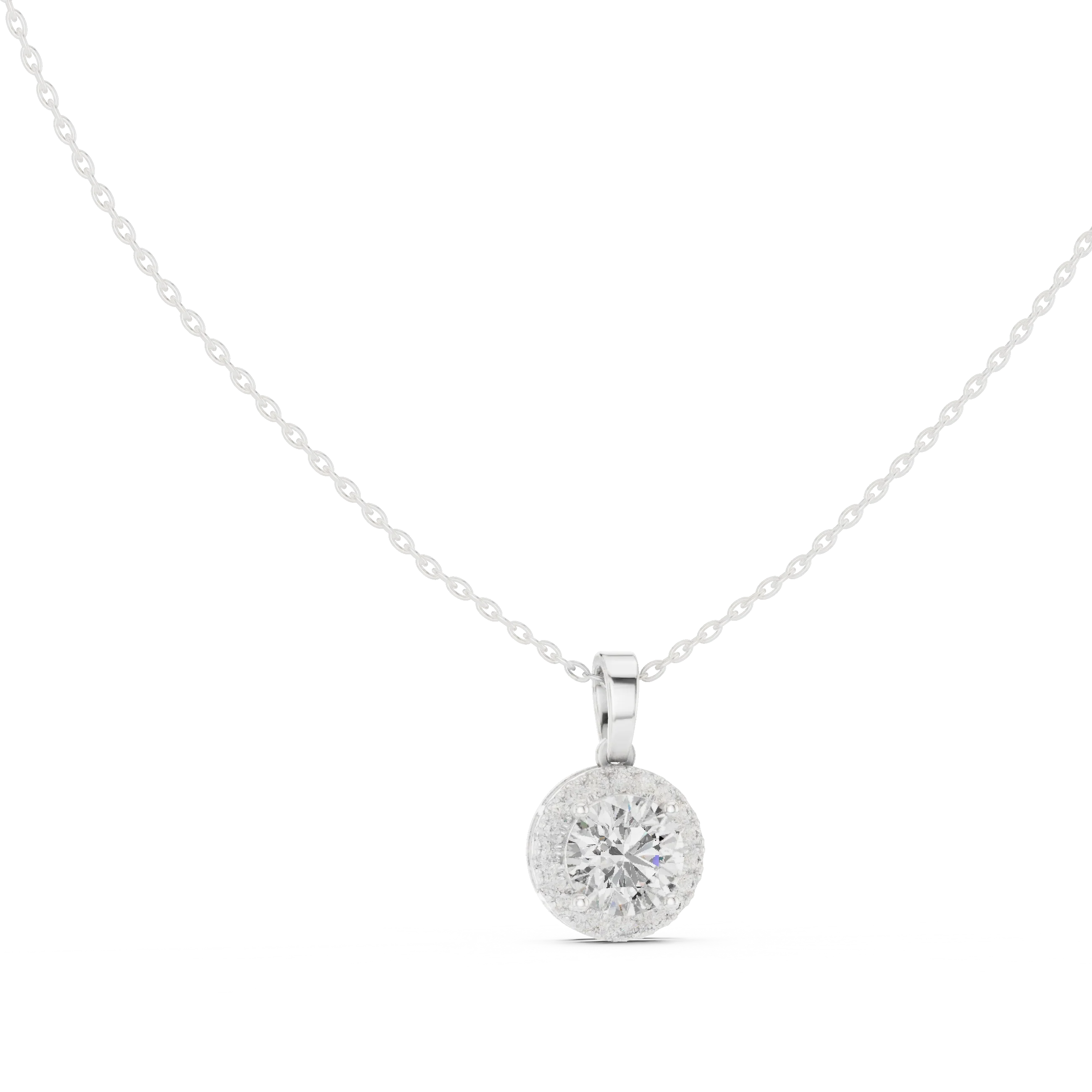 Radiant Halo Round Diamond Pendant