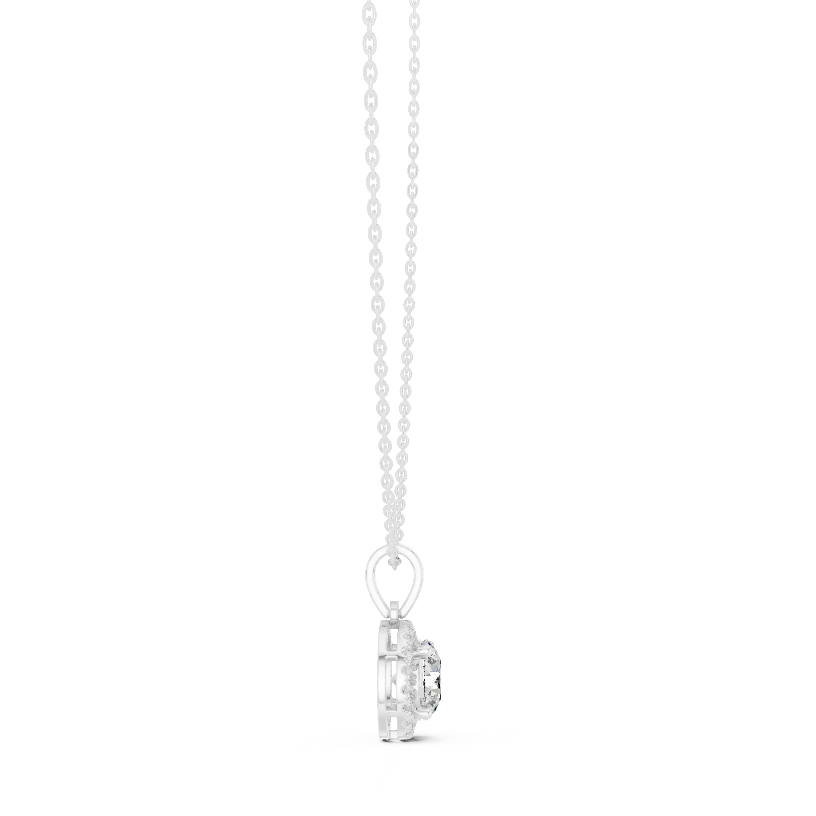 Radiant Halo Round Diamond Pendant
