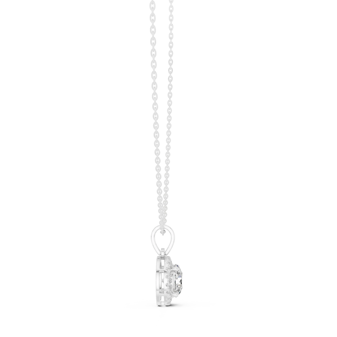 Radiant Halo Round Diamond Pendant