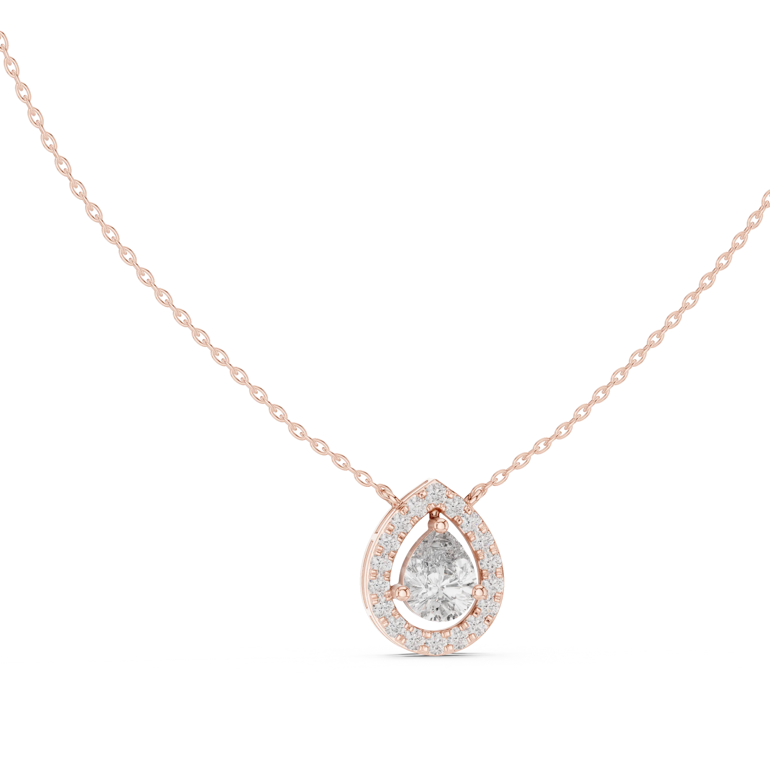 Aurora Pear Halo Diamond Pendant