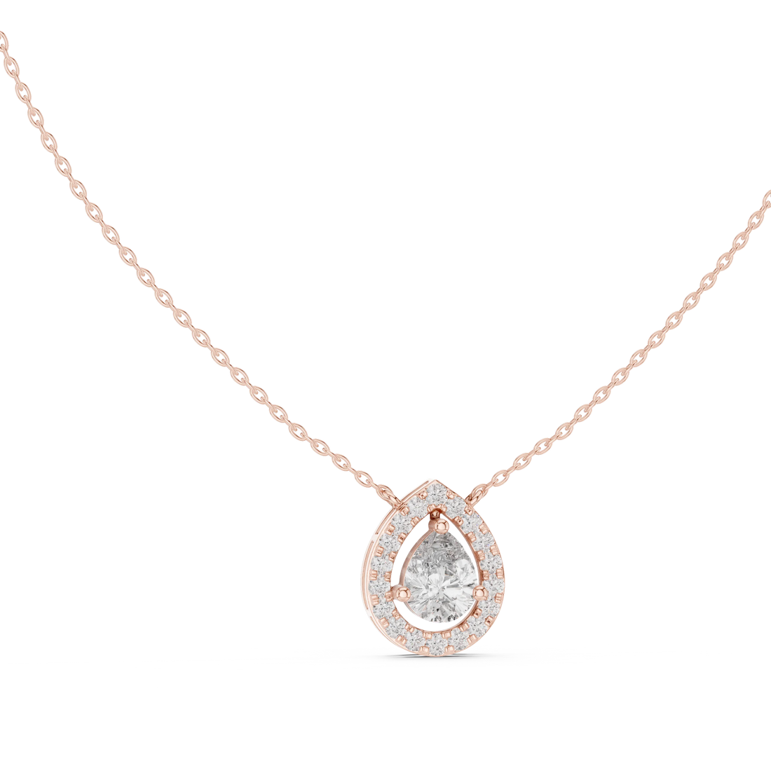 Aurora Pear Halo Diamond Pendant