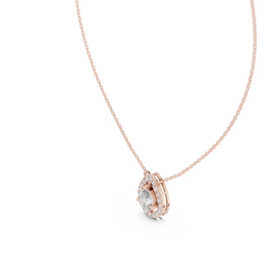 Aurora Pear Halo Diamond Pendant