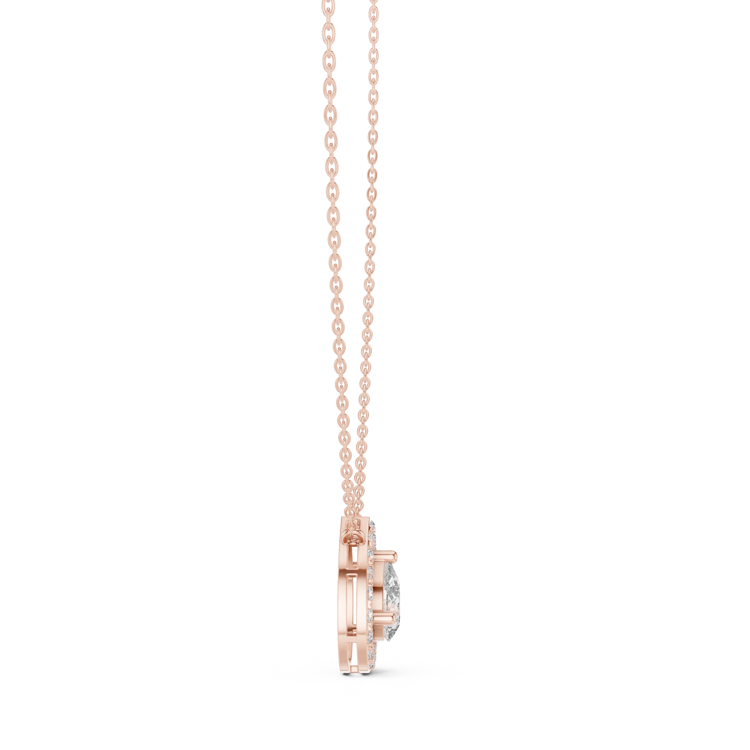 Aurora Pear Halo Diamond Pendant
