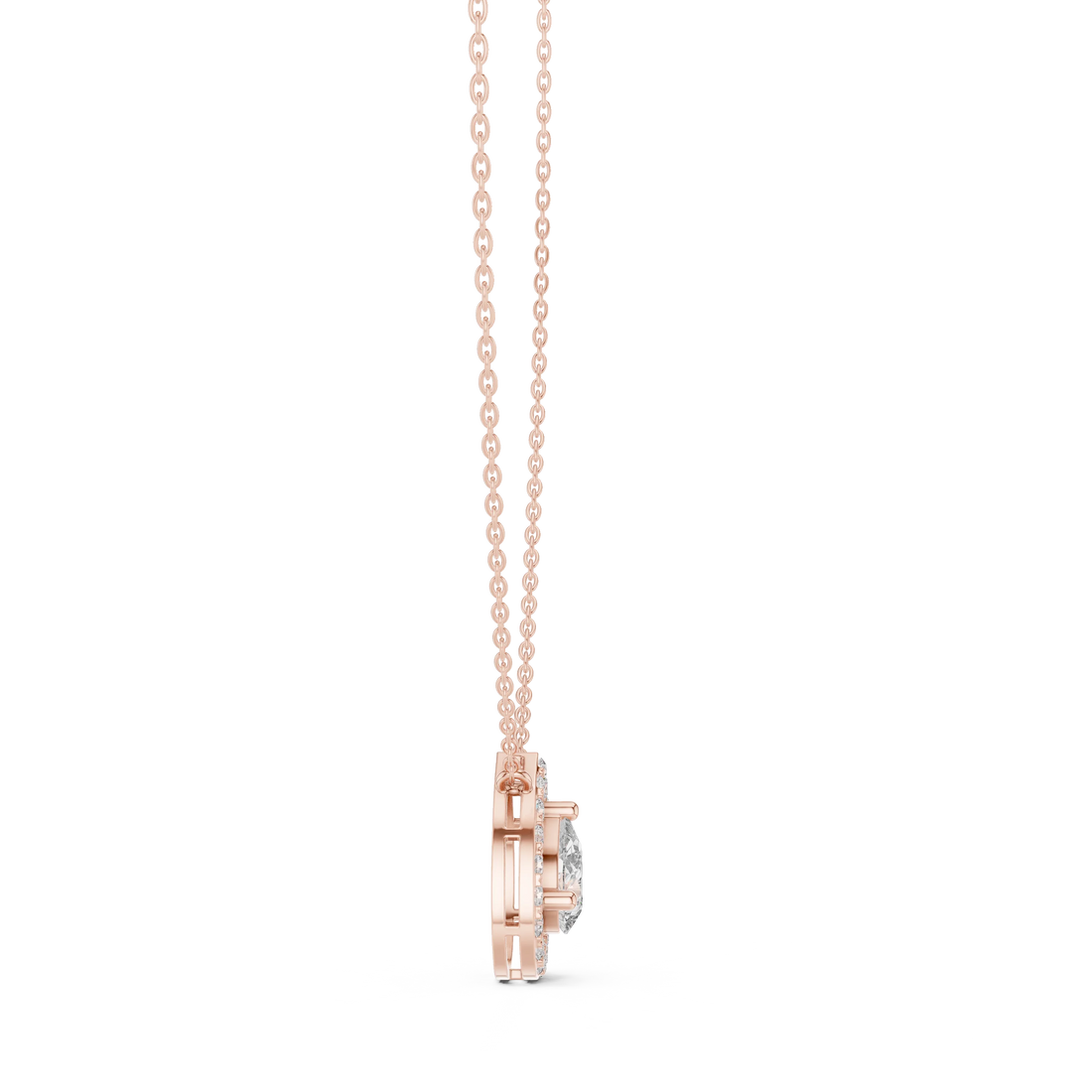 Aurora Pear Halo Diamond Pendant