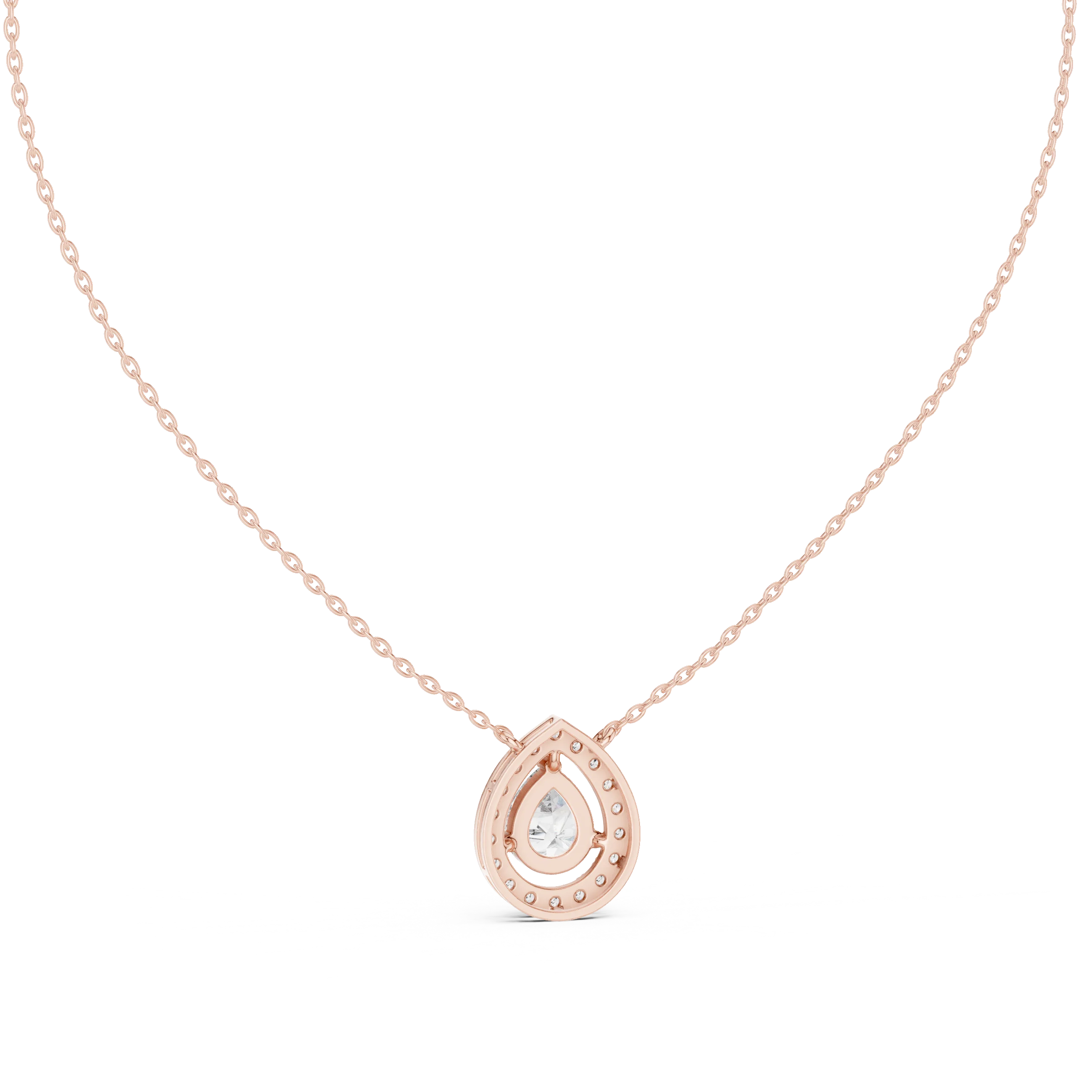 Aurora Pear Halo Diamond Pendant