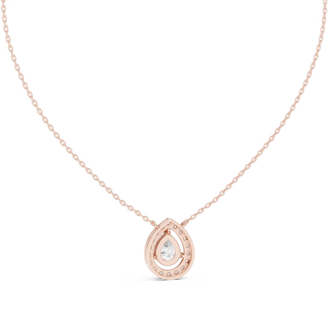 Aurora Pear Halo Diamond Pendant