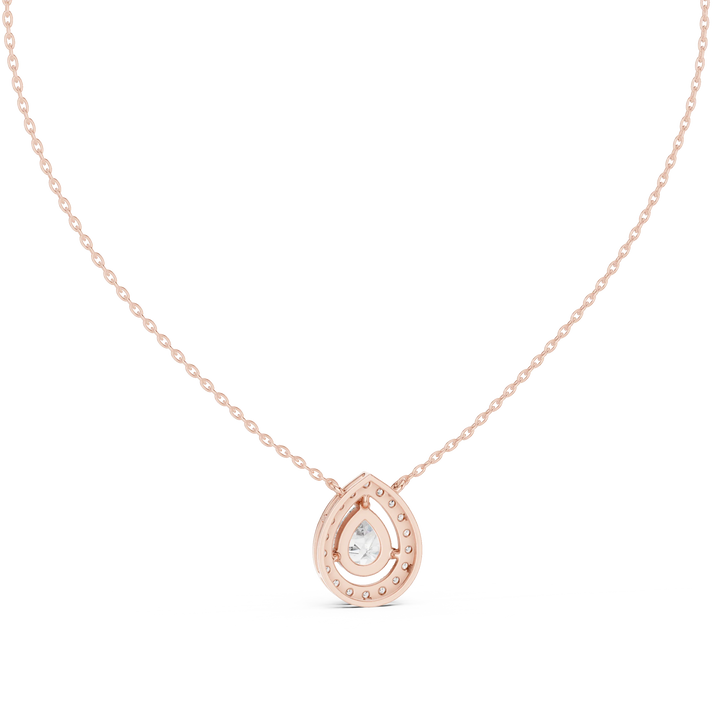 Aurora Pear Halo Diamond Pendant