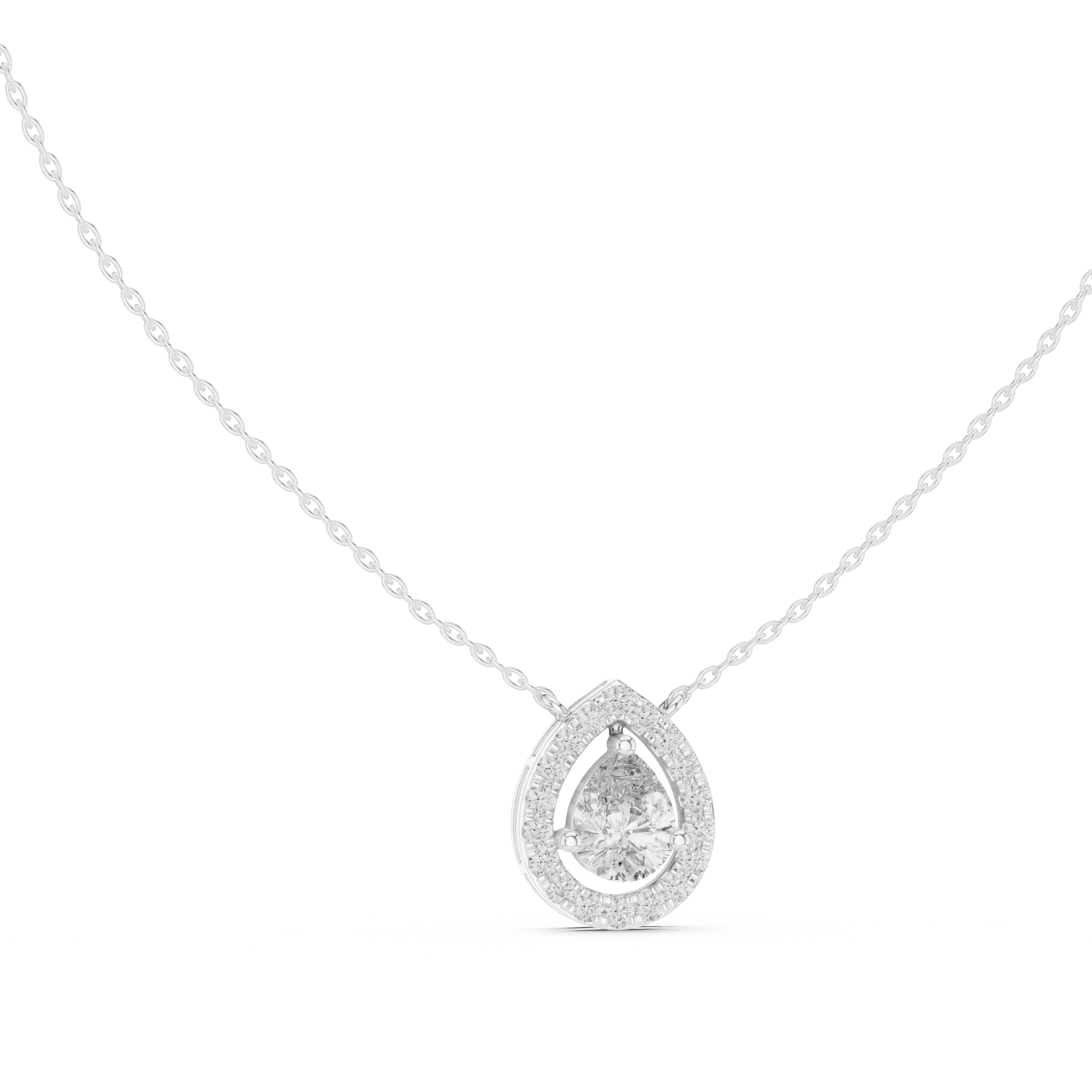 Aurora Pear Halo Diamond Pendant