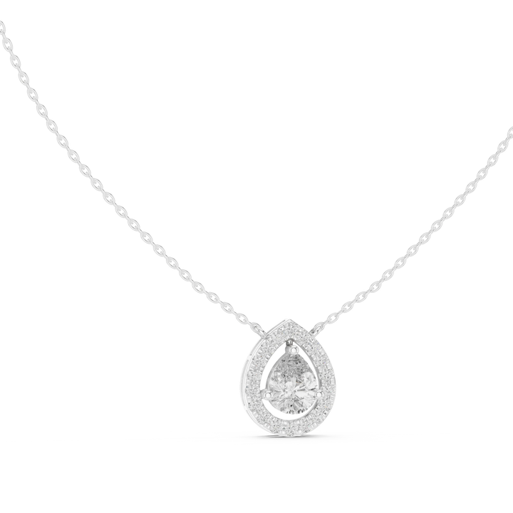 Aurora Pear Halo Diamond Pendant