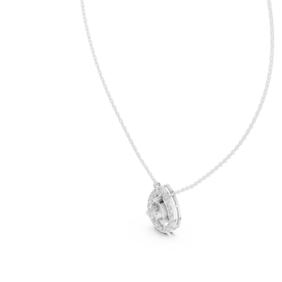 Aurora Pear Halo Diamond Pendant