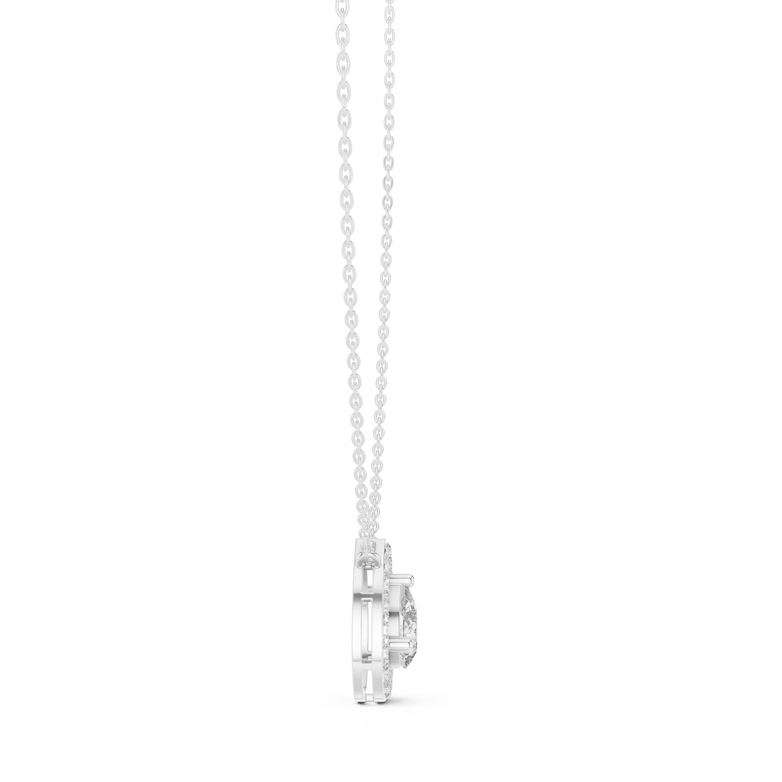 Aurora Pear Halo Diamond Pendant