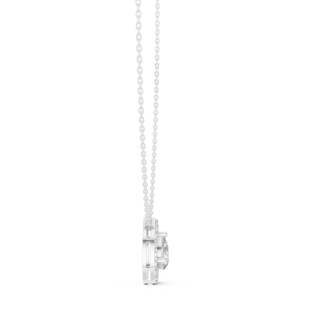 Aurora Pear Halo Diamond Pendant
