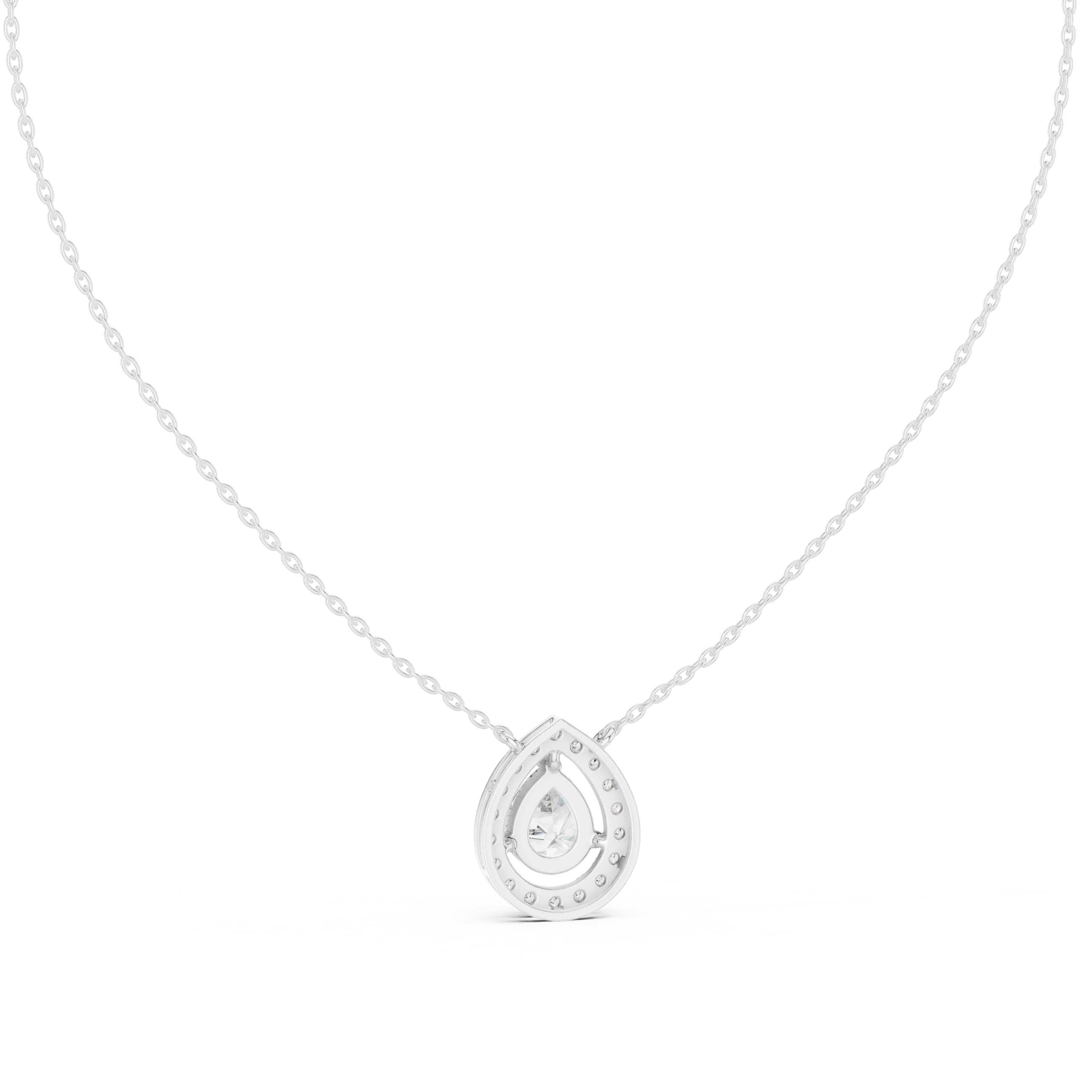 Aurora Pear Halo Diamond Pendant