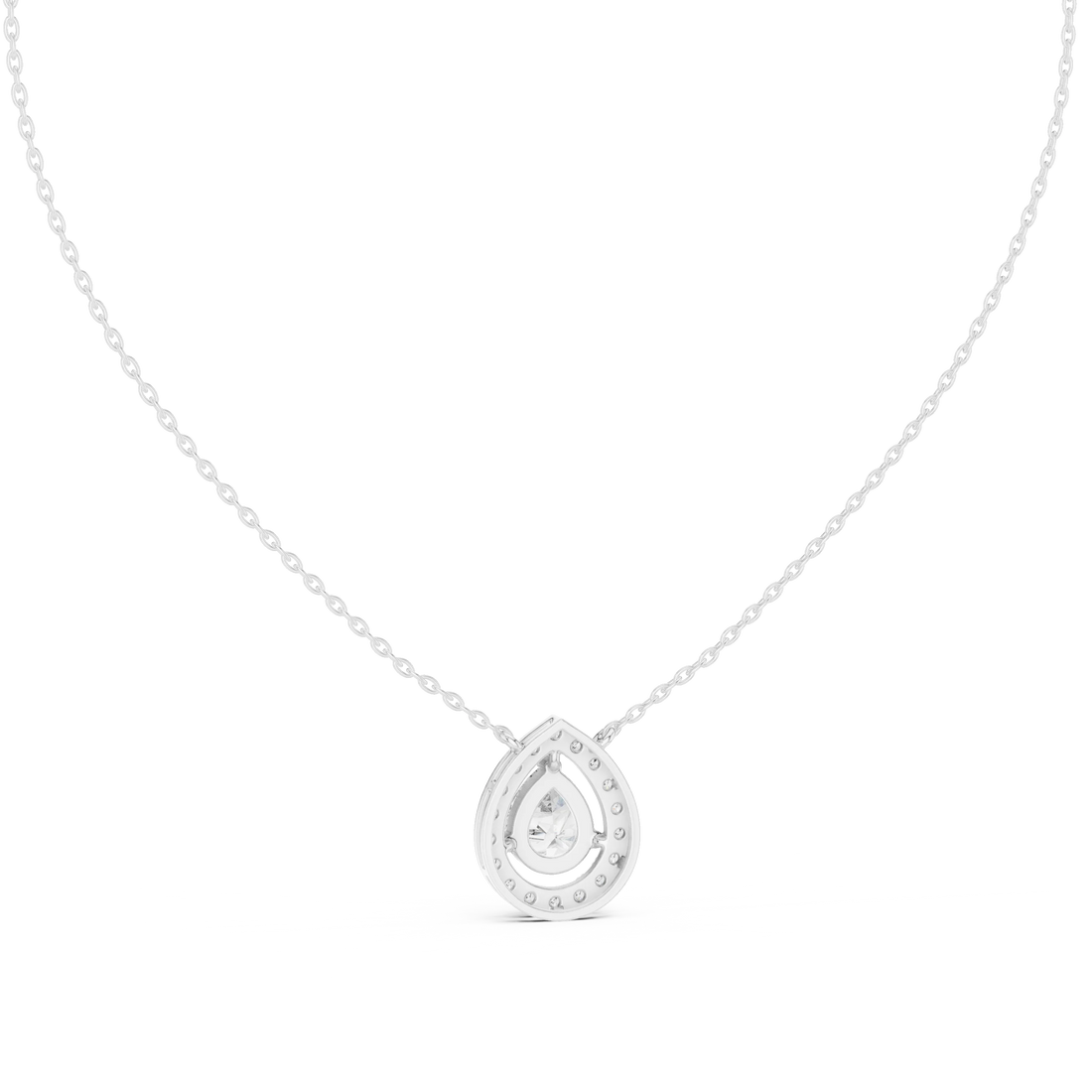 Aurora Pear Halo Diamond Pendant