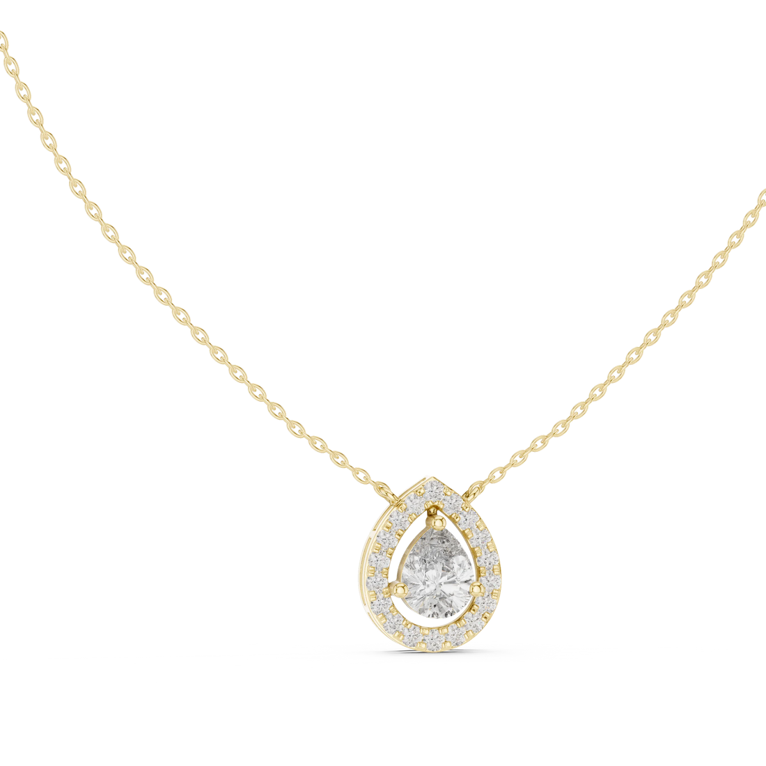 Aurora Pear Halo Diamond Pendant