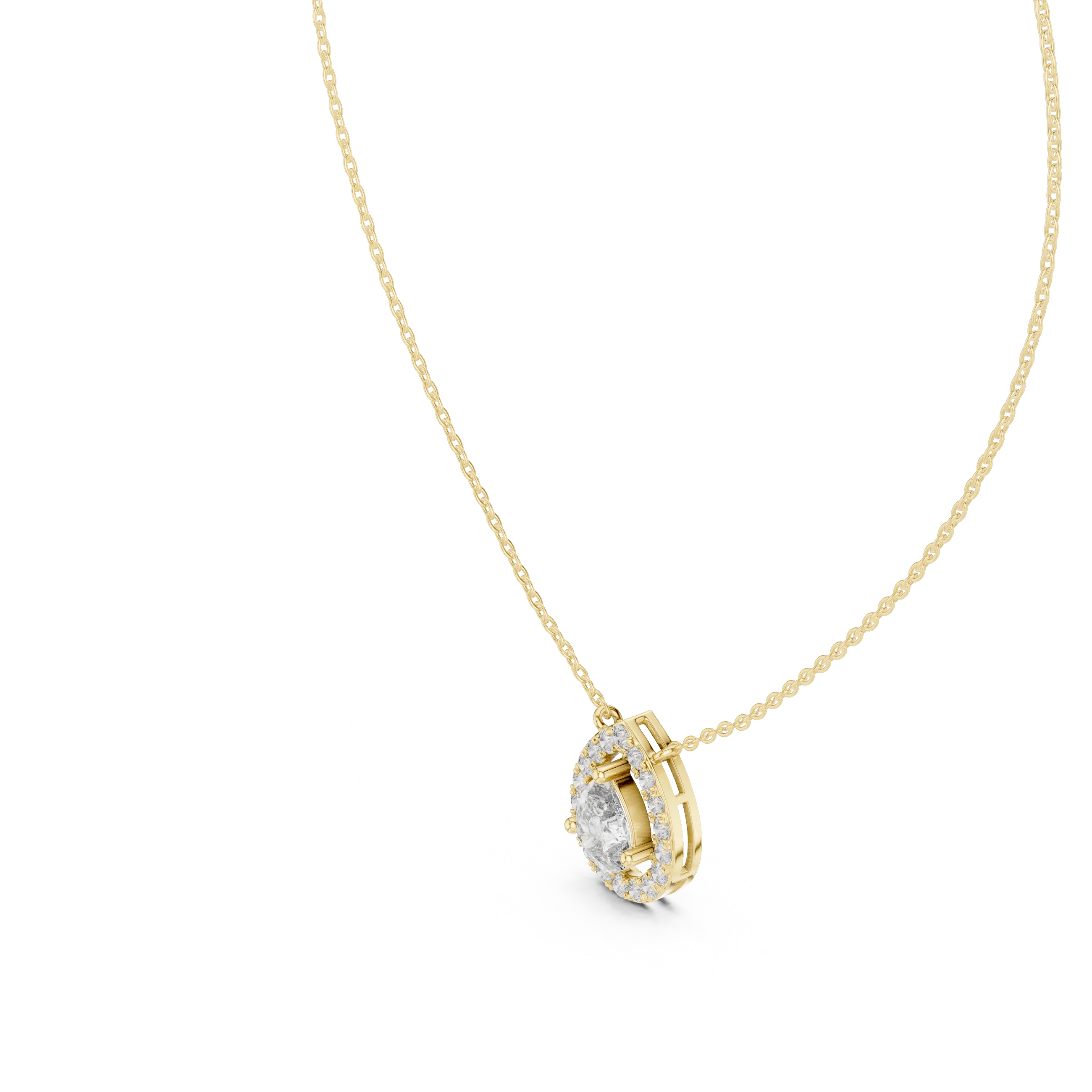 Aurora Pear Halo Diamond Pendant