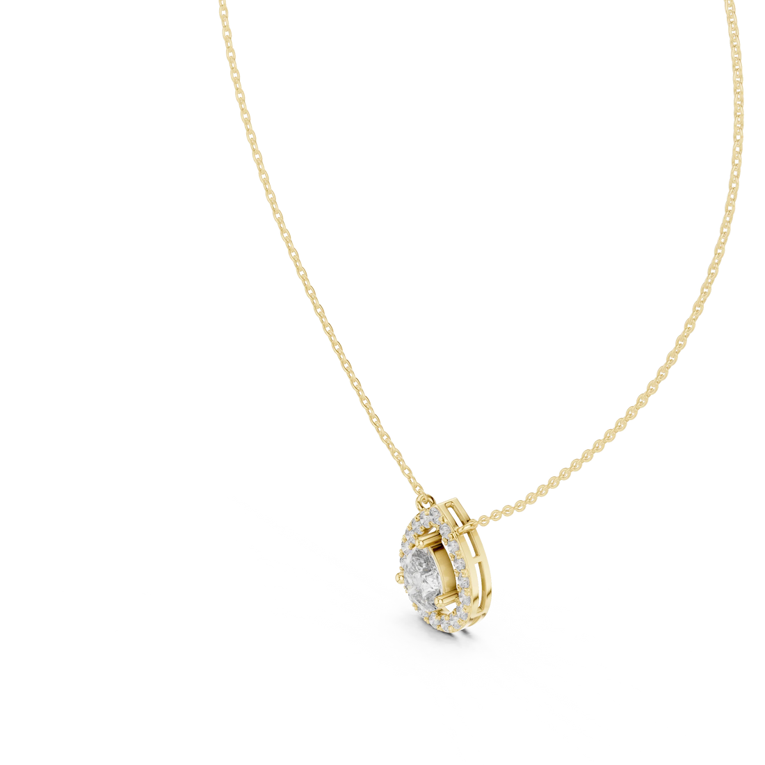 Aurora Pear Halo Diamond Pendant
