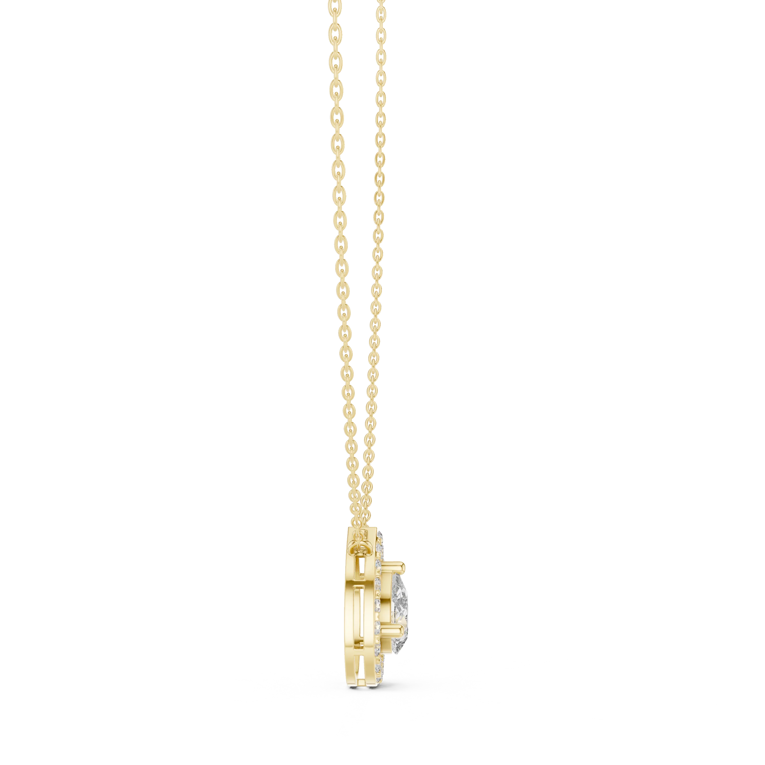 Aurora Pear Halo Diamond Pendant