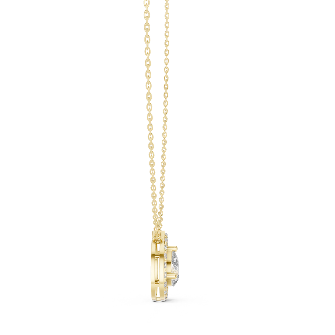 Aurora Pear Halo Diamond Pendant
