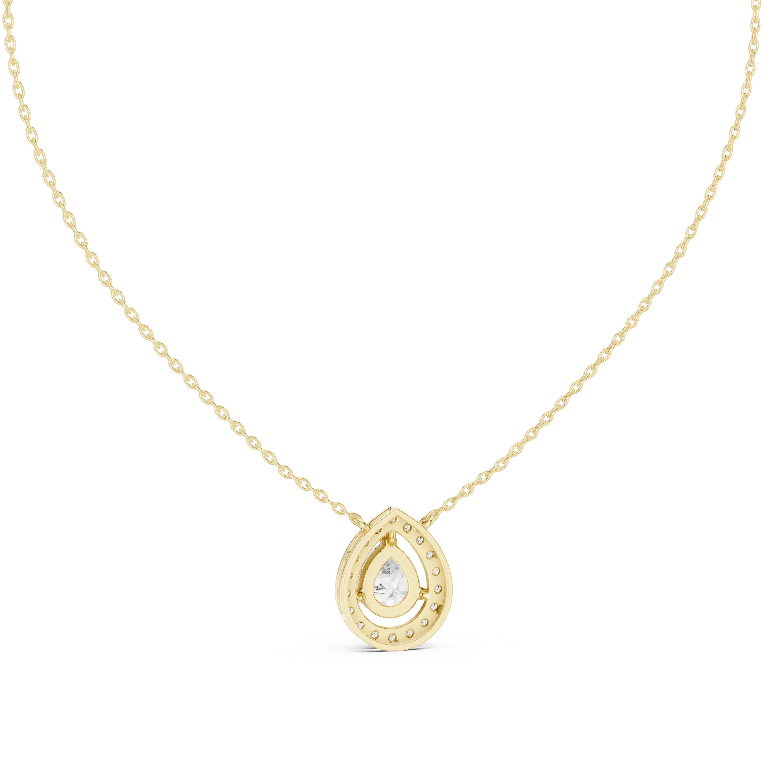 Aurora Pear Halo Diamond Pendant