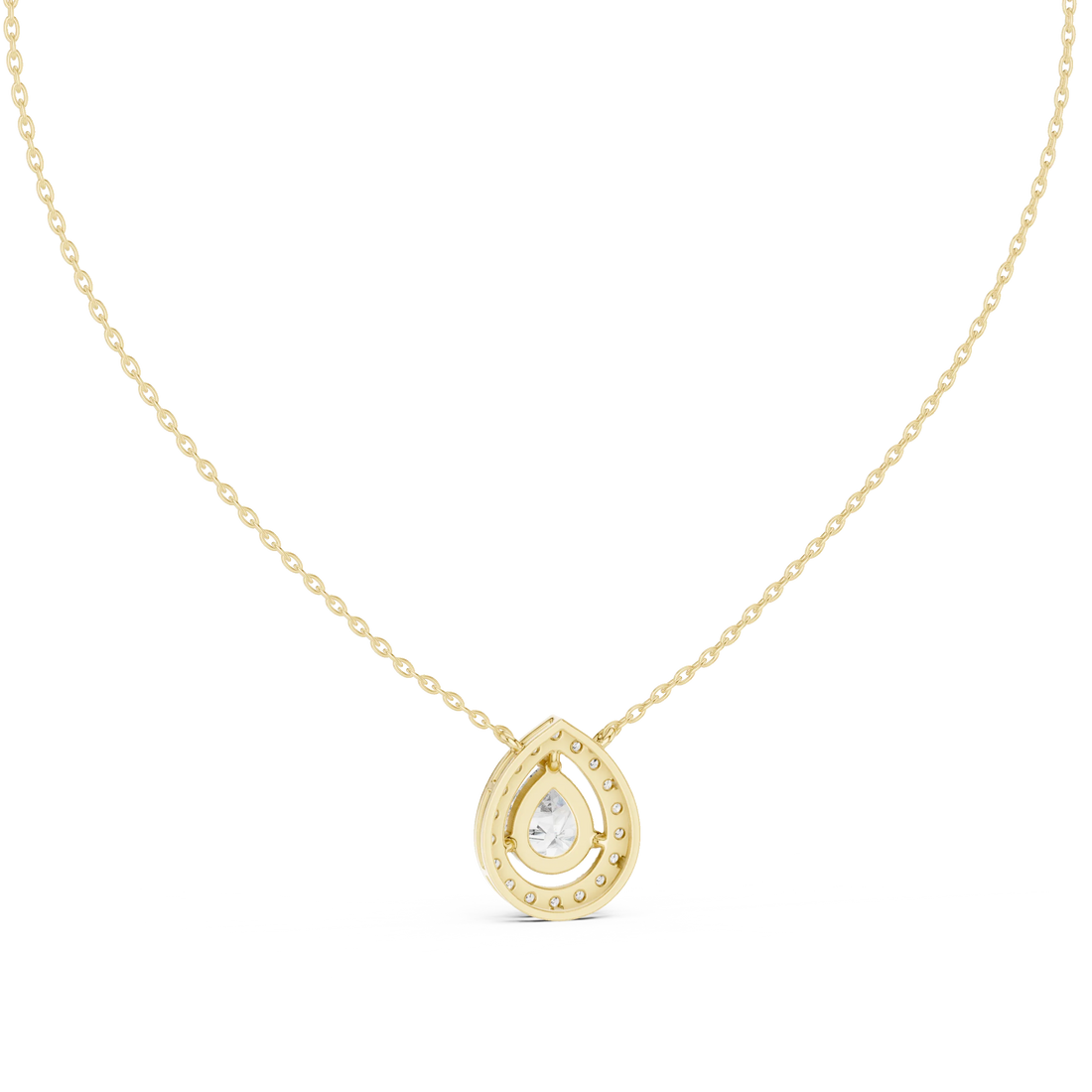 Aurora Pear Halo Diamond Pendant